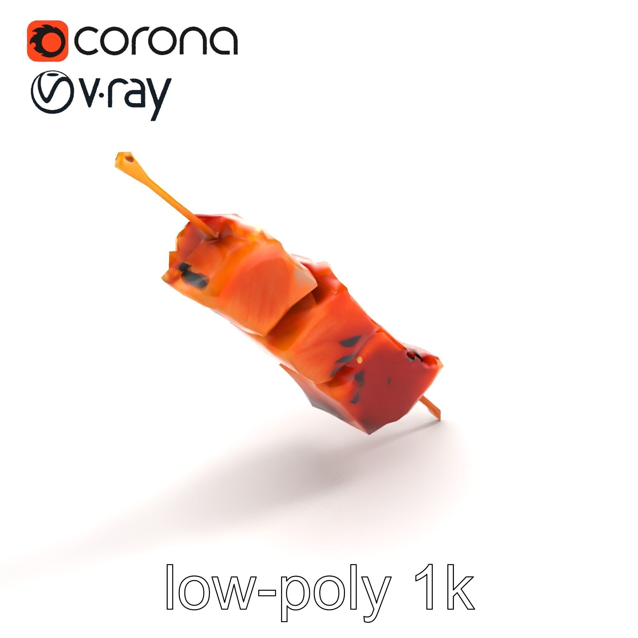 Pork Kebab Lifelike Meat Cuts Model Pack Low-poly 3D model_8