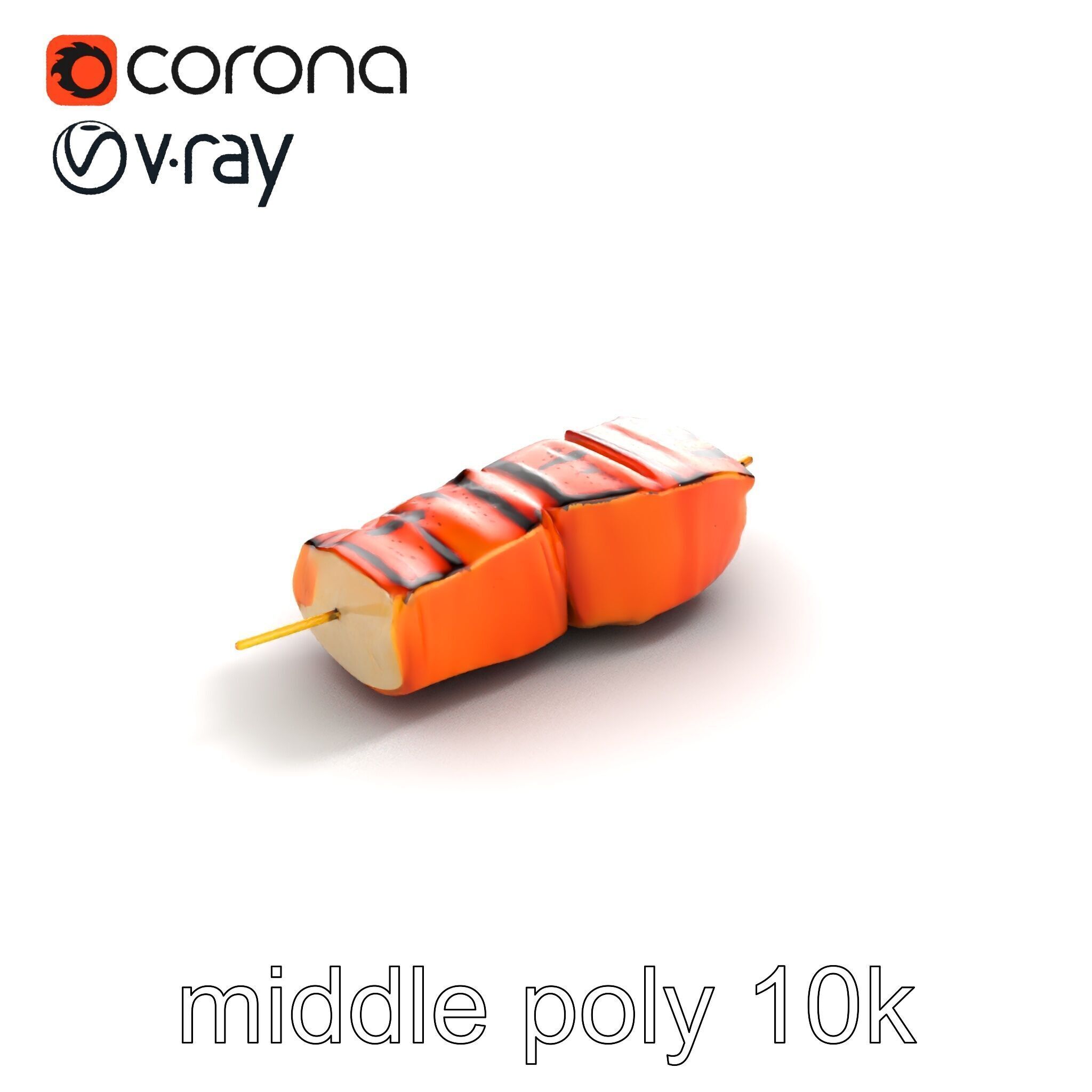 Realistic Salmon Kebab Grill Marks model pack Low-poly 3D model_7