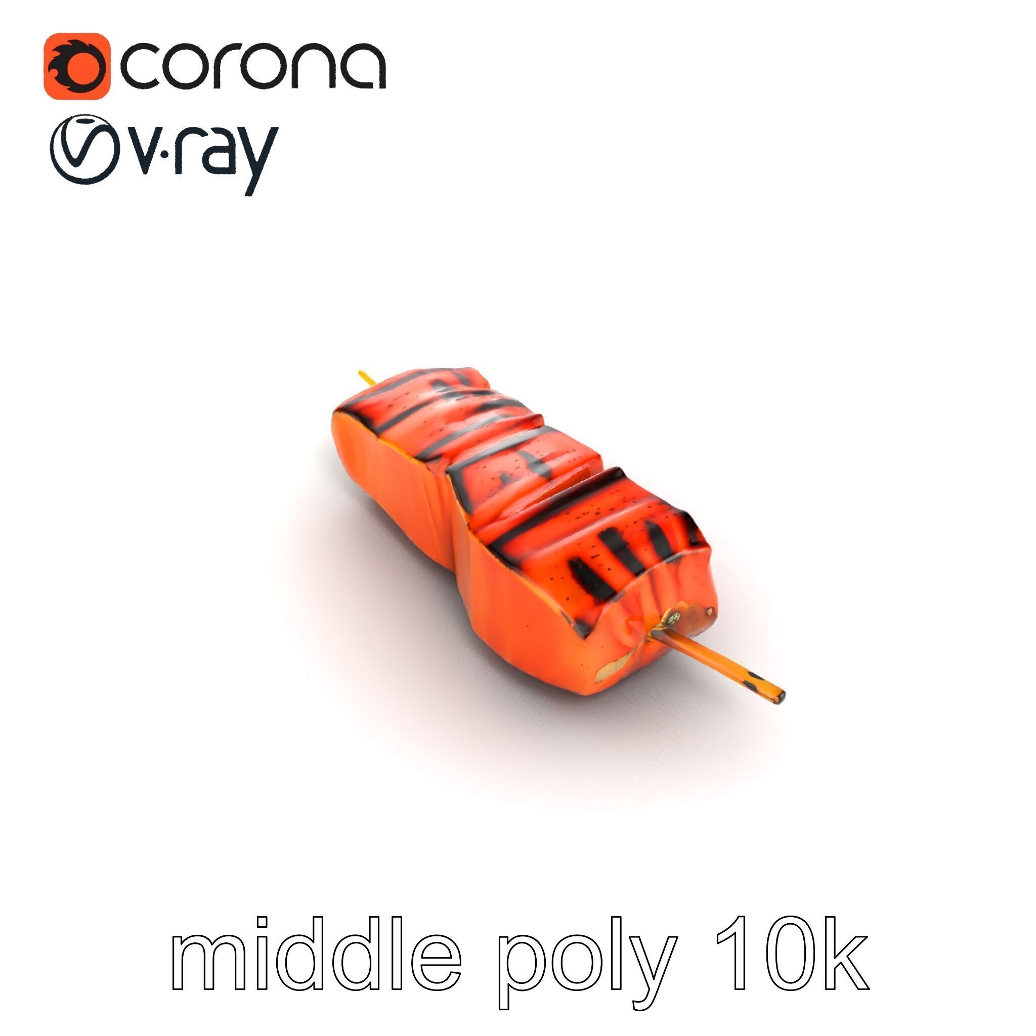 Realistic Salmon Kebab Grill Marks model pack Low-poly 3D model_20