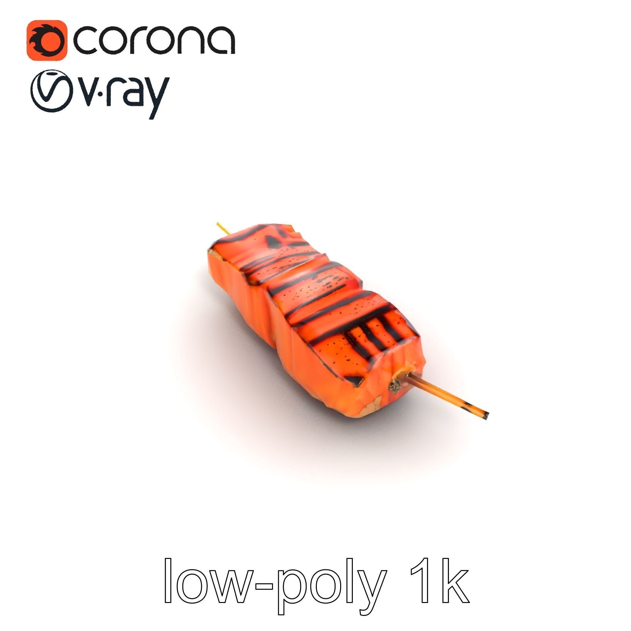 Realistic Salmon Kebab Grill Marks model pack Low-poly 3D model_22