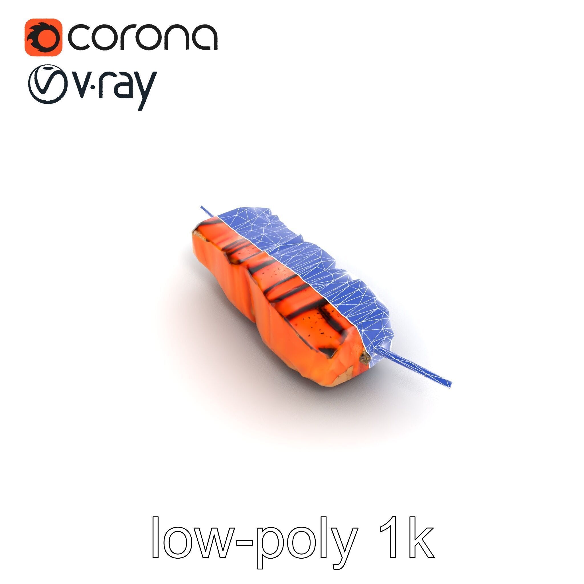 Realistic Salmon Kebab Grill Marks model pack Low-poly 3D model_18