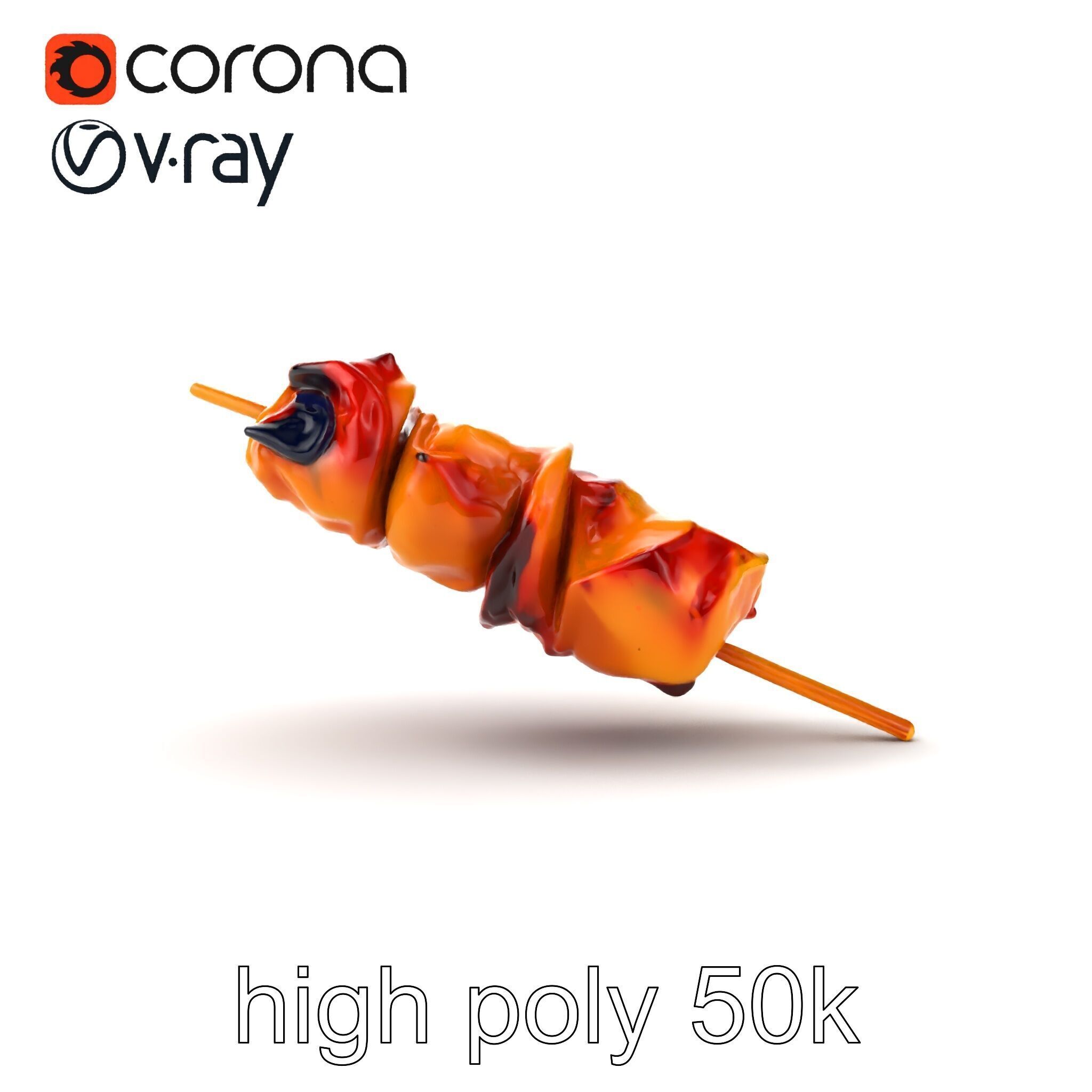 Realistic Chicken Kebab Skewer model pack Low-poly 3D model_25