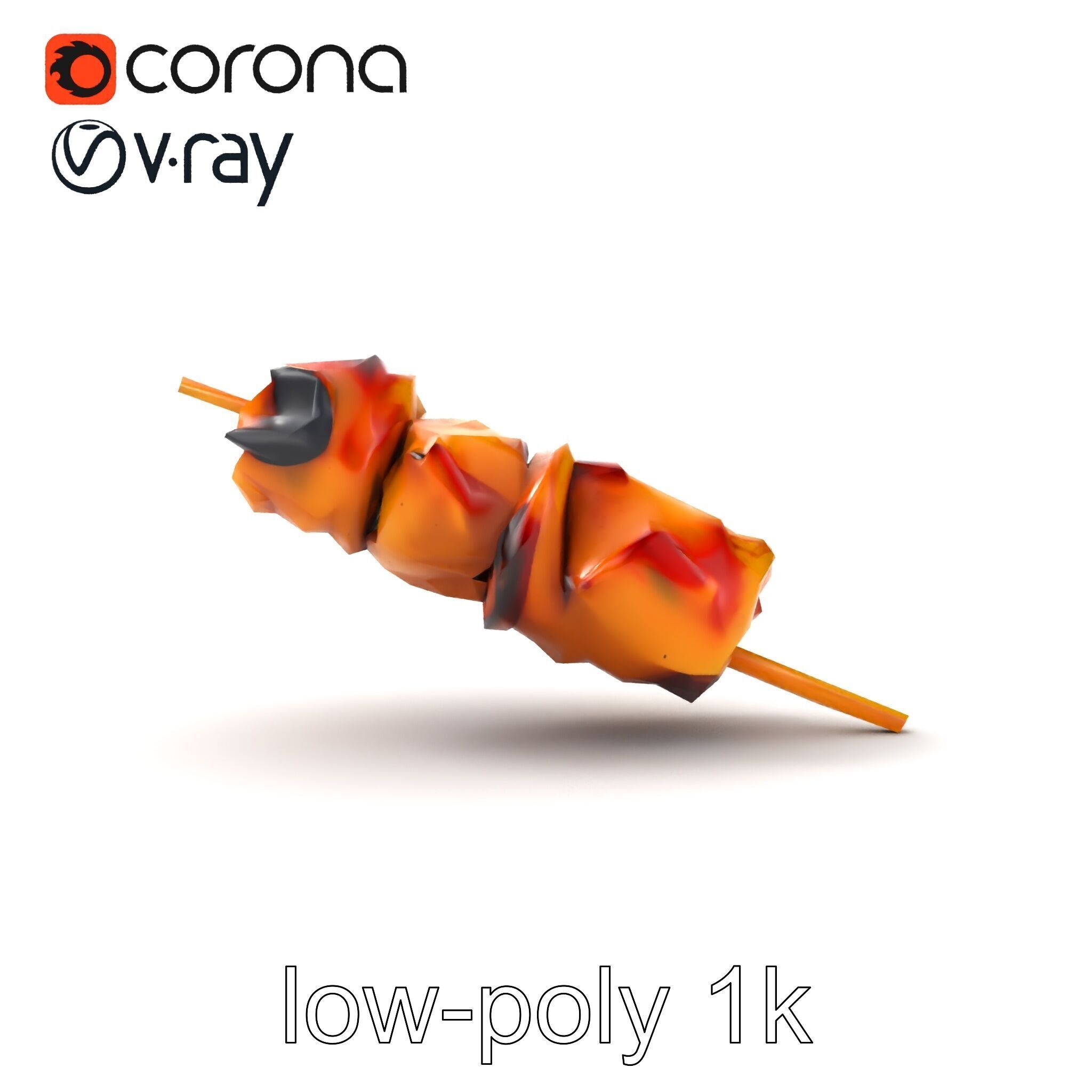 Realistic Chicken Kebab Skewer model pack Low-poly 3D model_14