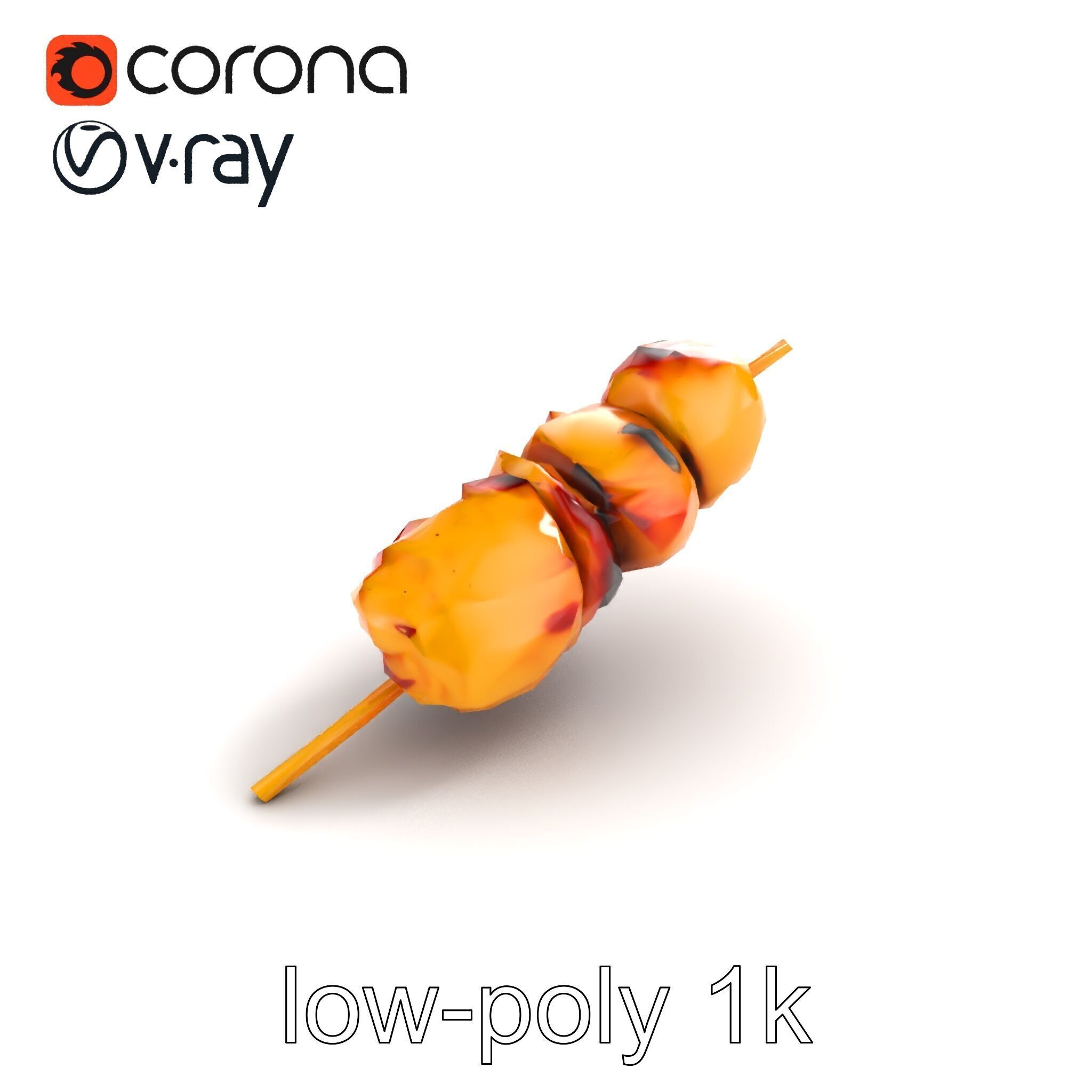 Realistic Chicken Kebab Skewer model pack Low-poly 3D model_9