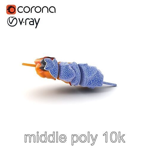 Realistic Chicken Kebab Skewer model pack Low-poly 3D model 6