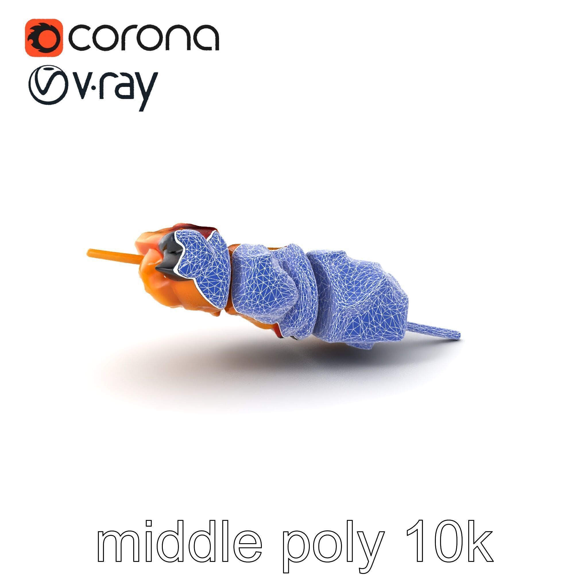 Realistic Chicken Kebab Skewer model pack Low-poly 3D model_6