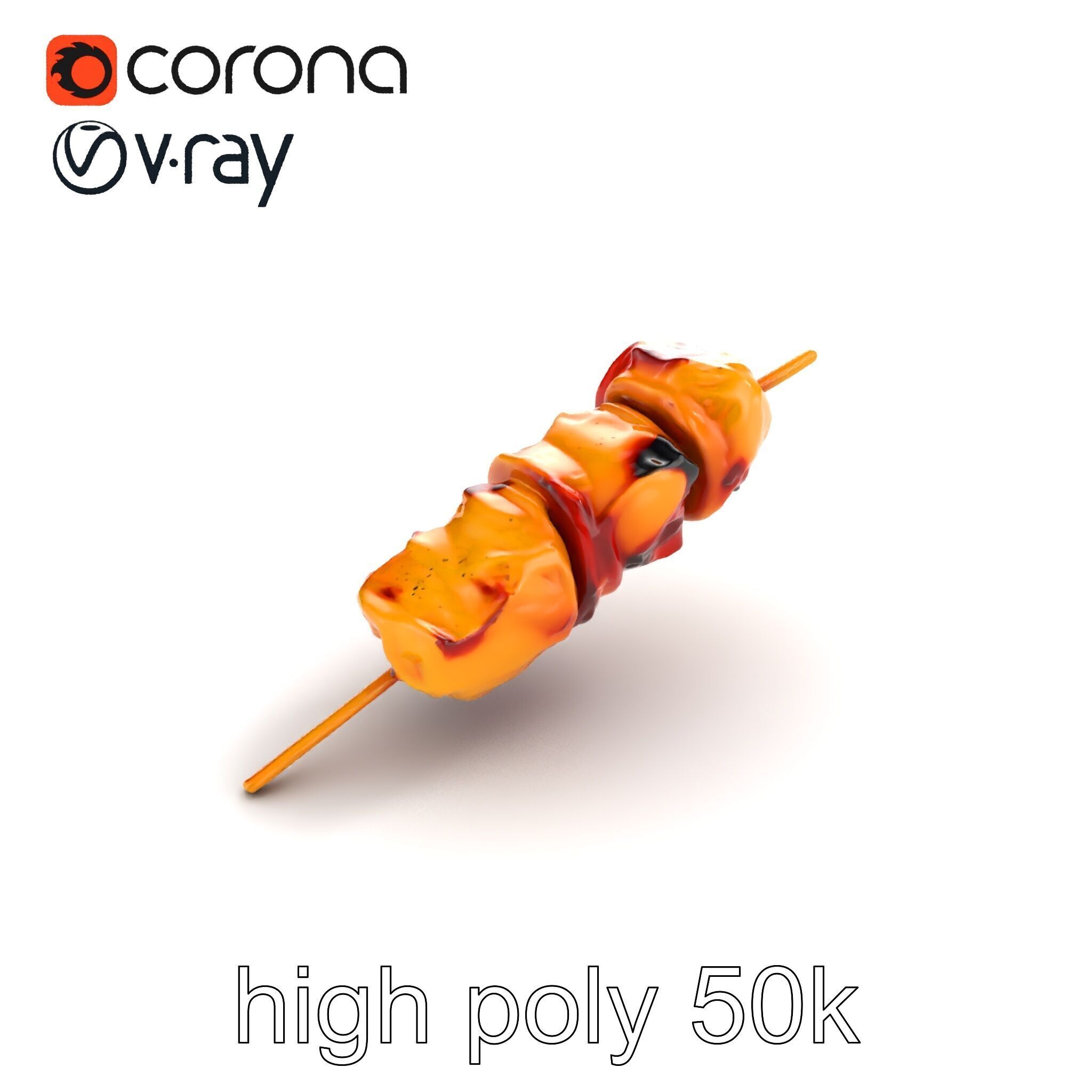 Realistic Chicken Kebab Skewer model pack Low-poly 3D model_31