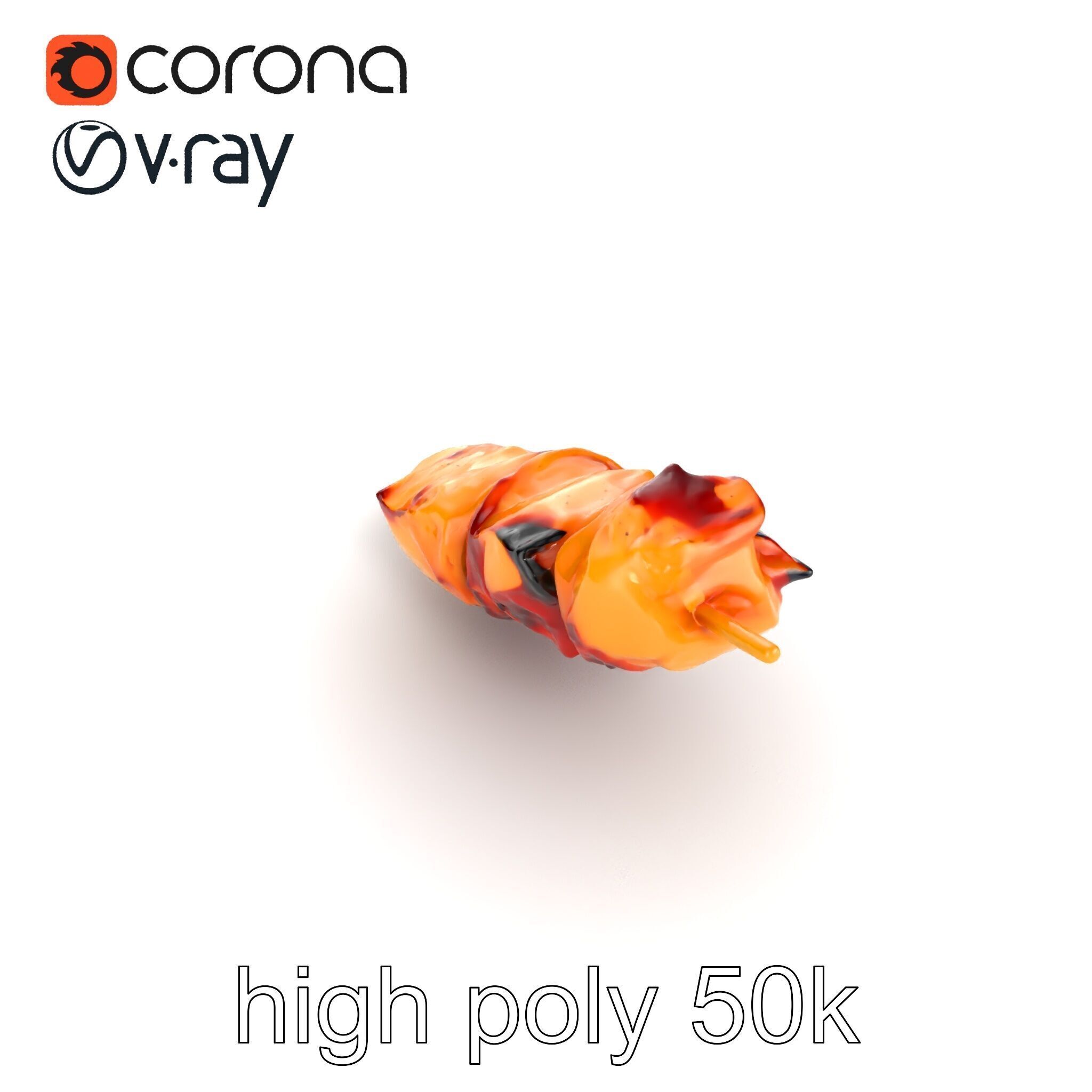 Realistic Chicken Kebab Skewer model pack Low-poly 3D model_22