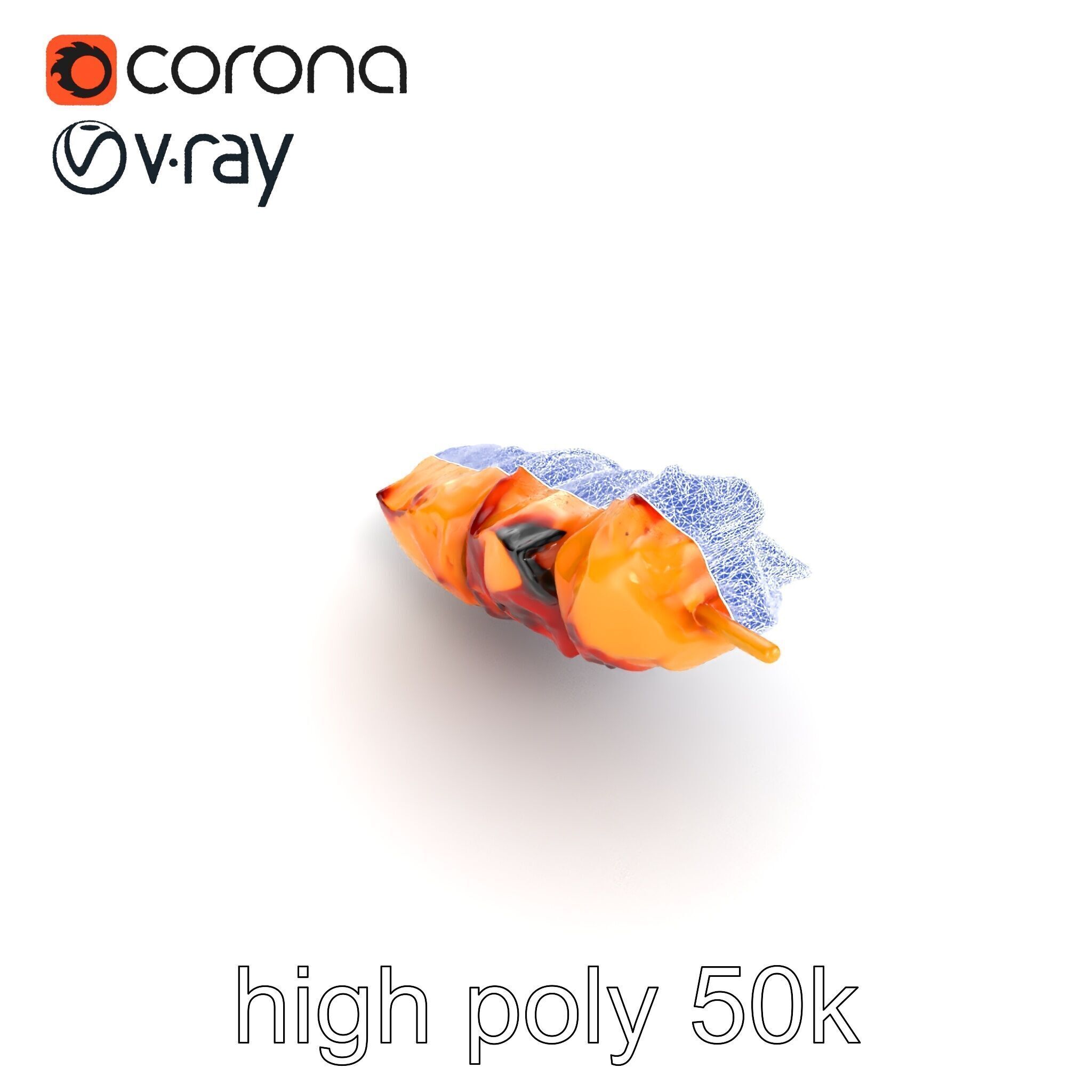 Realistic Chicken Kebab Skewer model pack Low-poly 3D model_30
