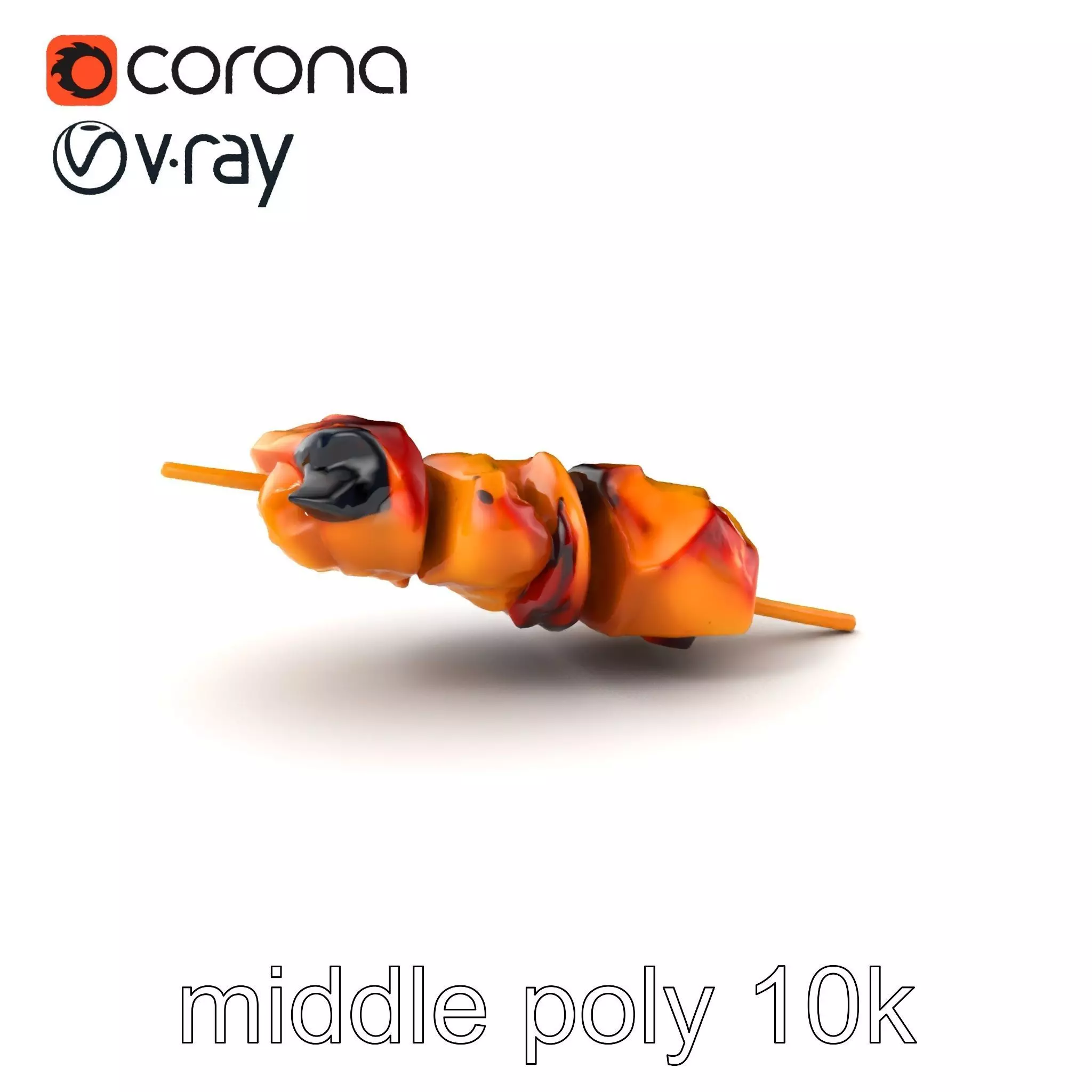 Realistic Chicken Kebab Skewer model pack Low-poly 3D model_0