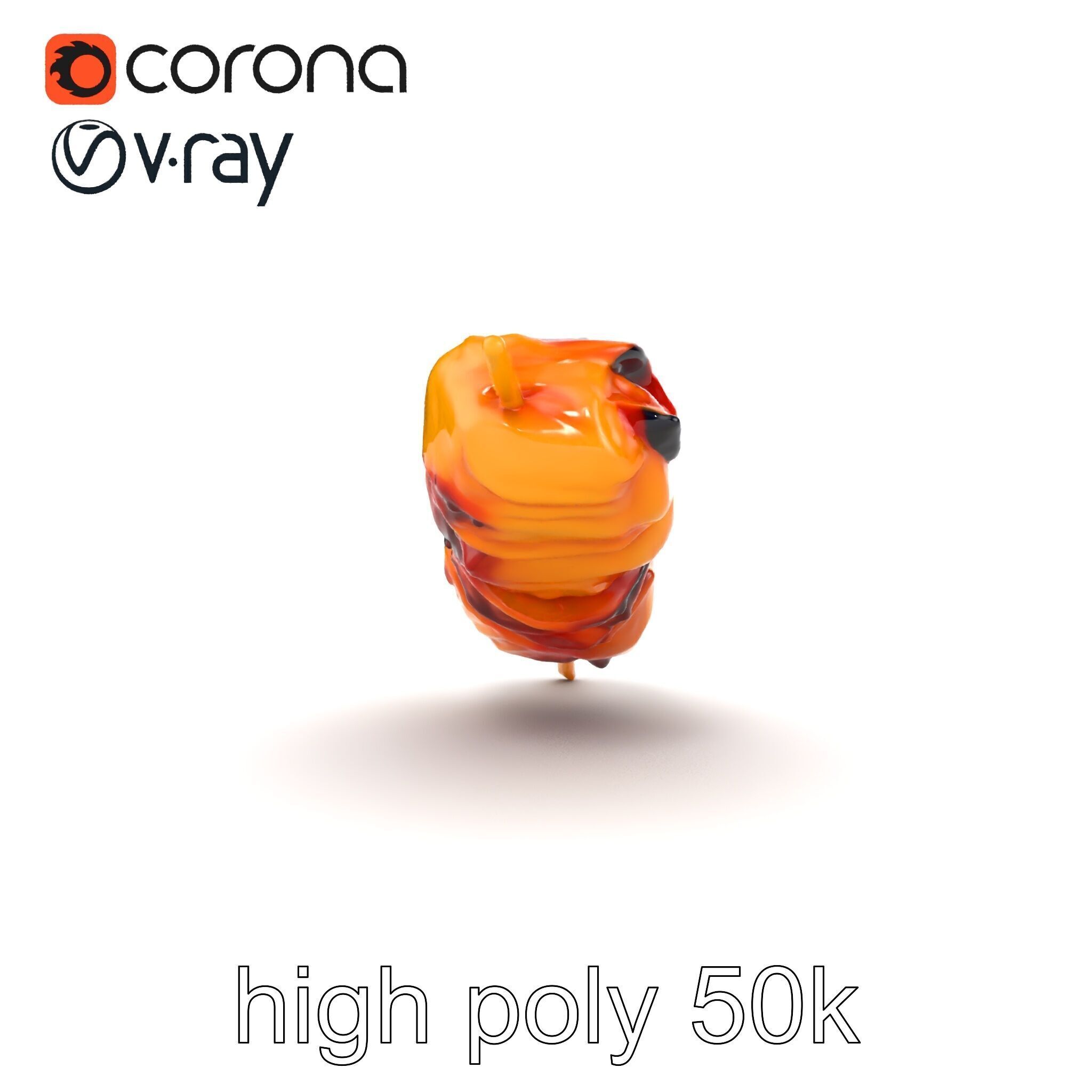 Realistic Chicken Kebab Skewer model pack Low-poly 3D model_20