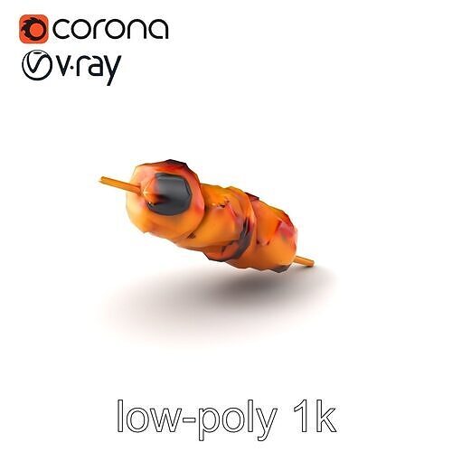 Realistic Chicken Kebab Skewer model pack Low-poly 3D model 5