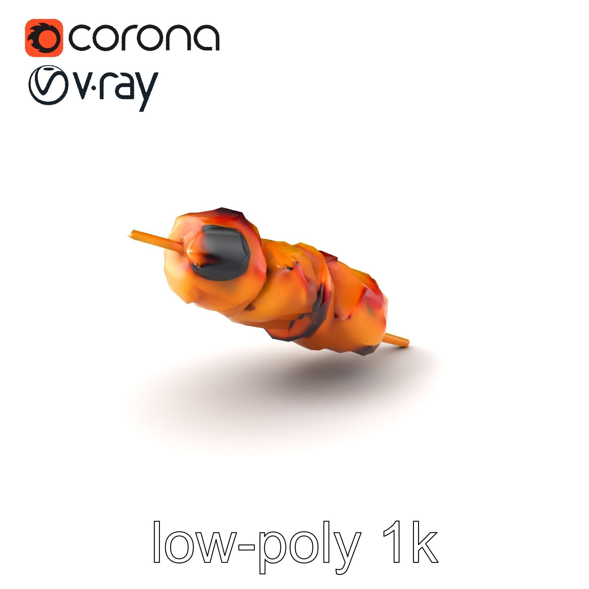 Realistic Chicken Kebab Skewer model pack Low-poly 3D model_5