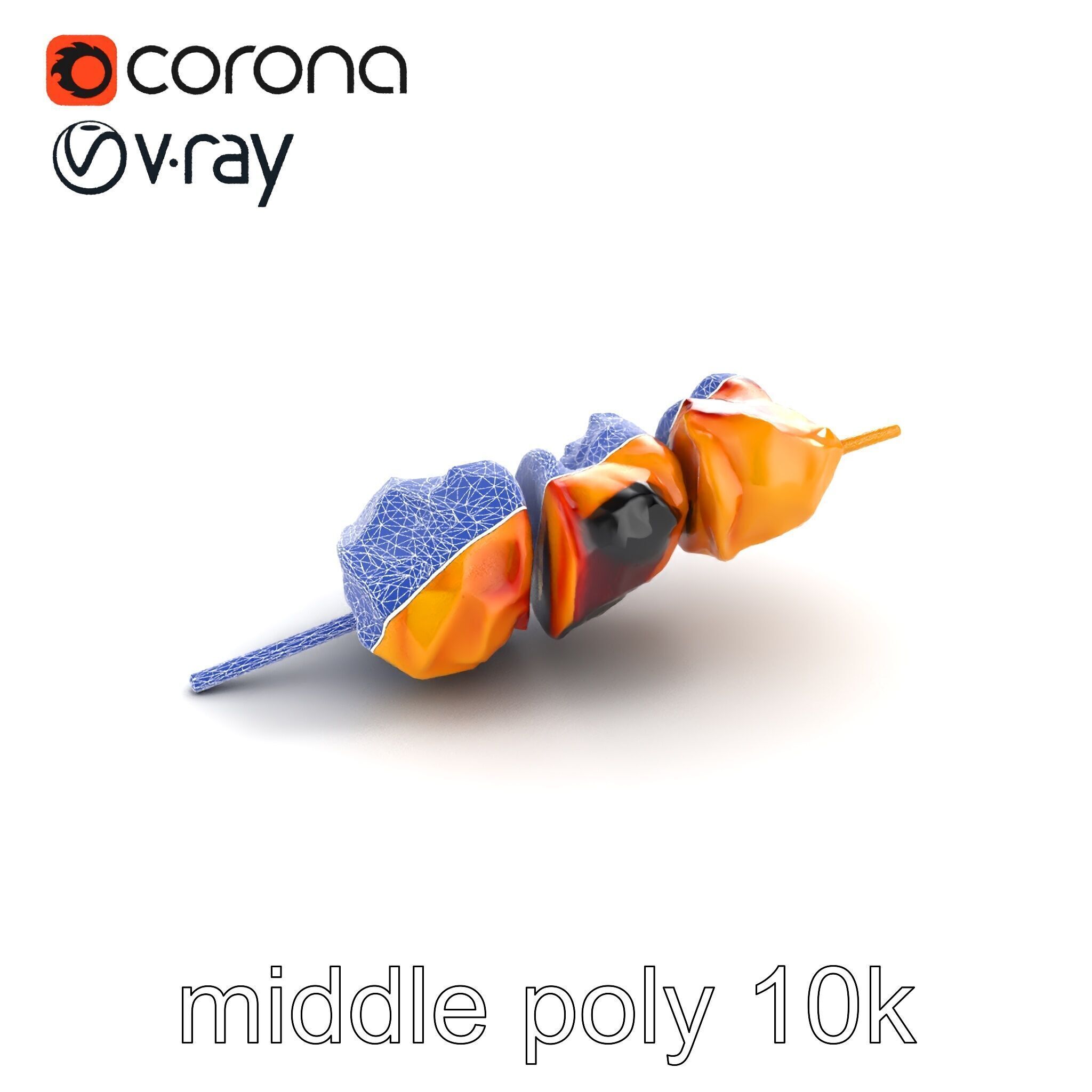 Realistic Chicken Kebab Skewer model pack Low-poly 3D model_24