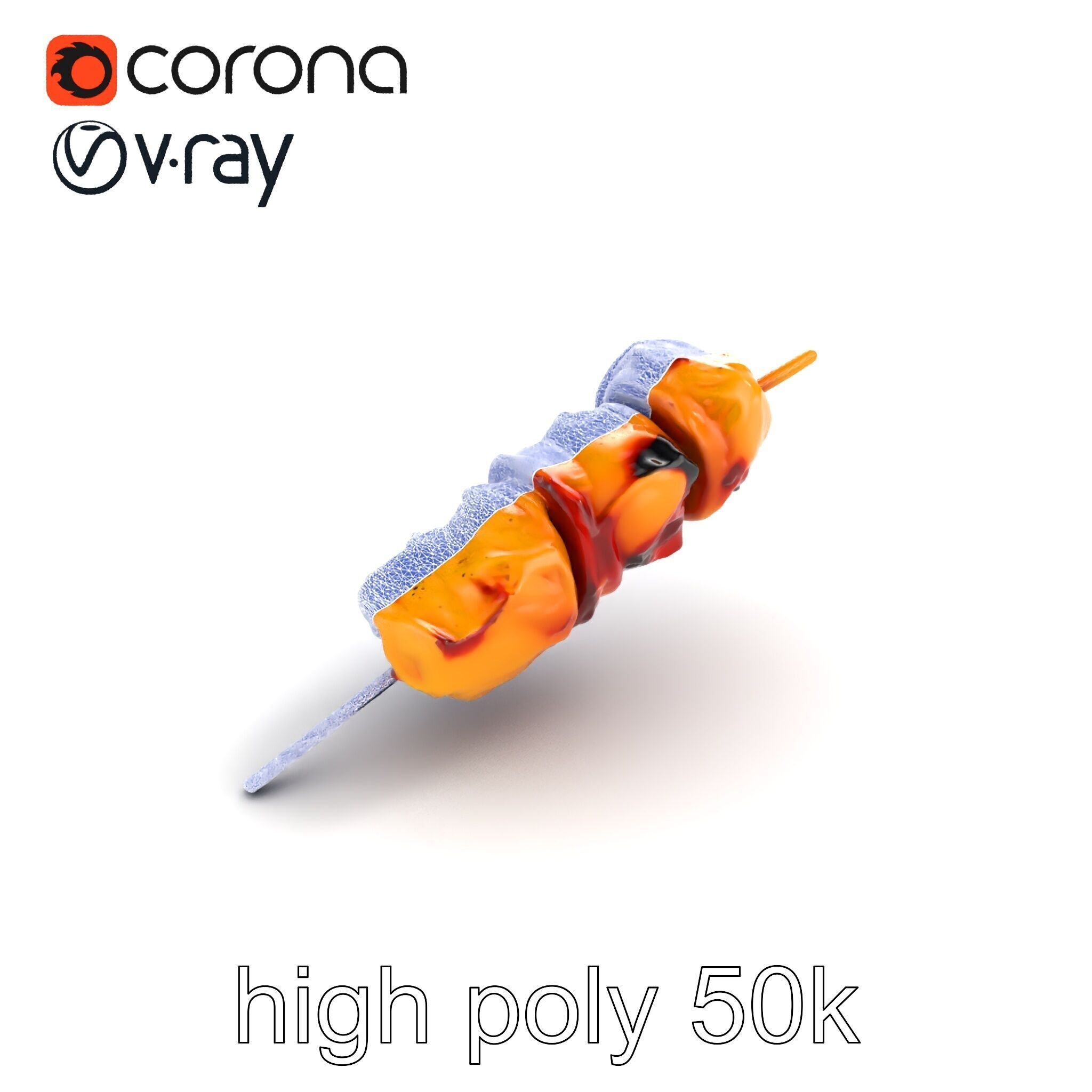 Realistic Chicken Kebab Skewer model pack Low-poly 3D model_16