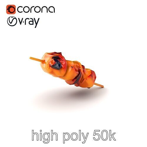 Realistic Chicken Kebab Skewer model pack Low-poly 3D model 2