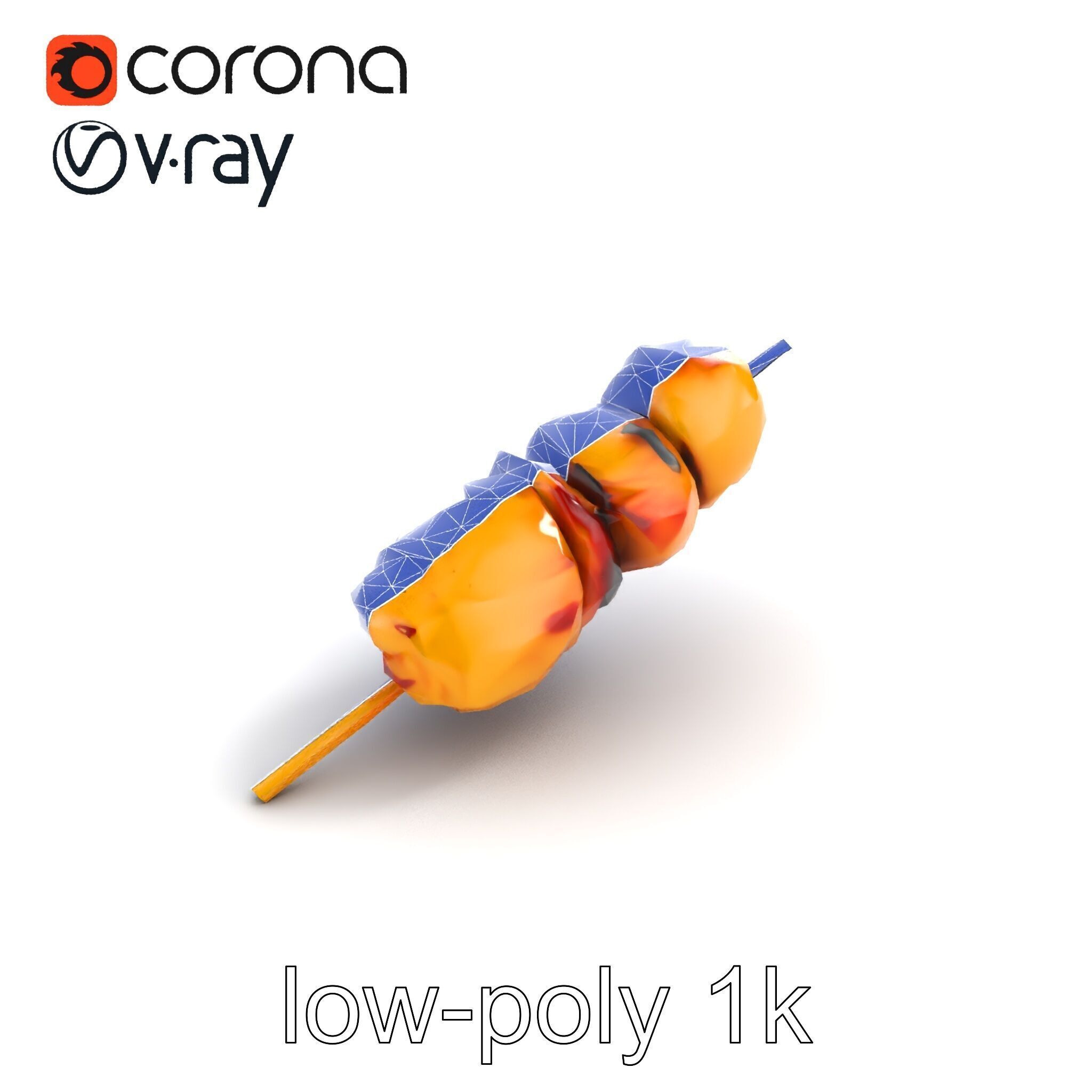 Realistic Chicken Kebab Skewer model pack Low-poly 3D model_11