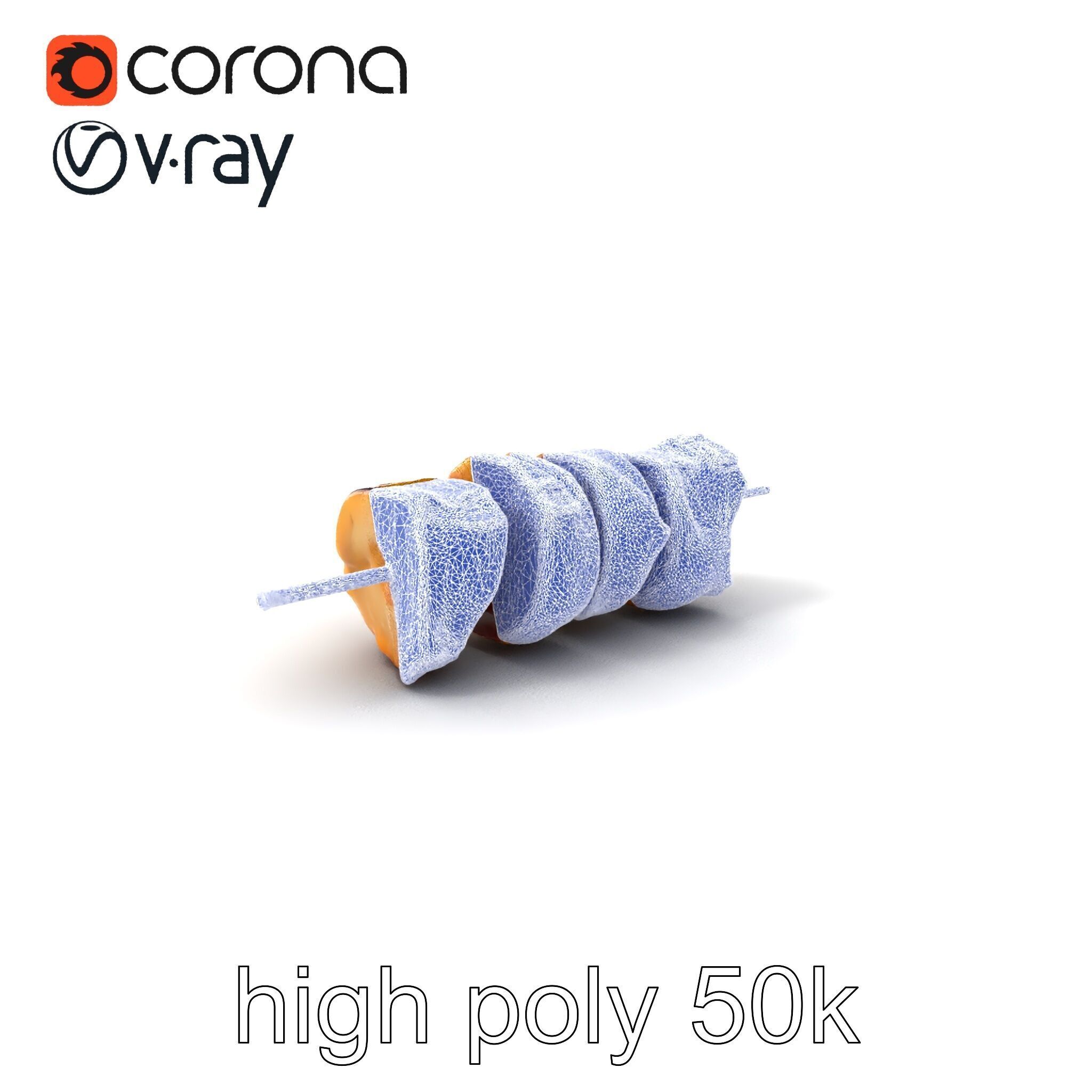 Chicken Kebab Realistic Food Sculpture Model Pack Low-poly 3D model_1