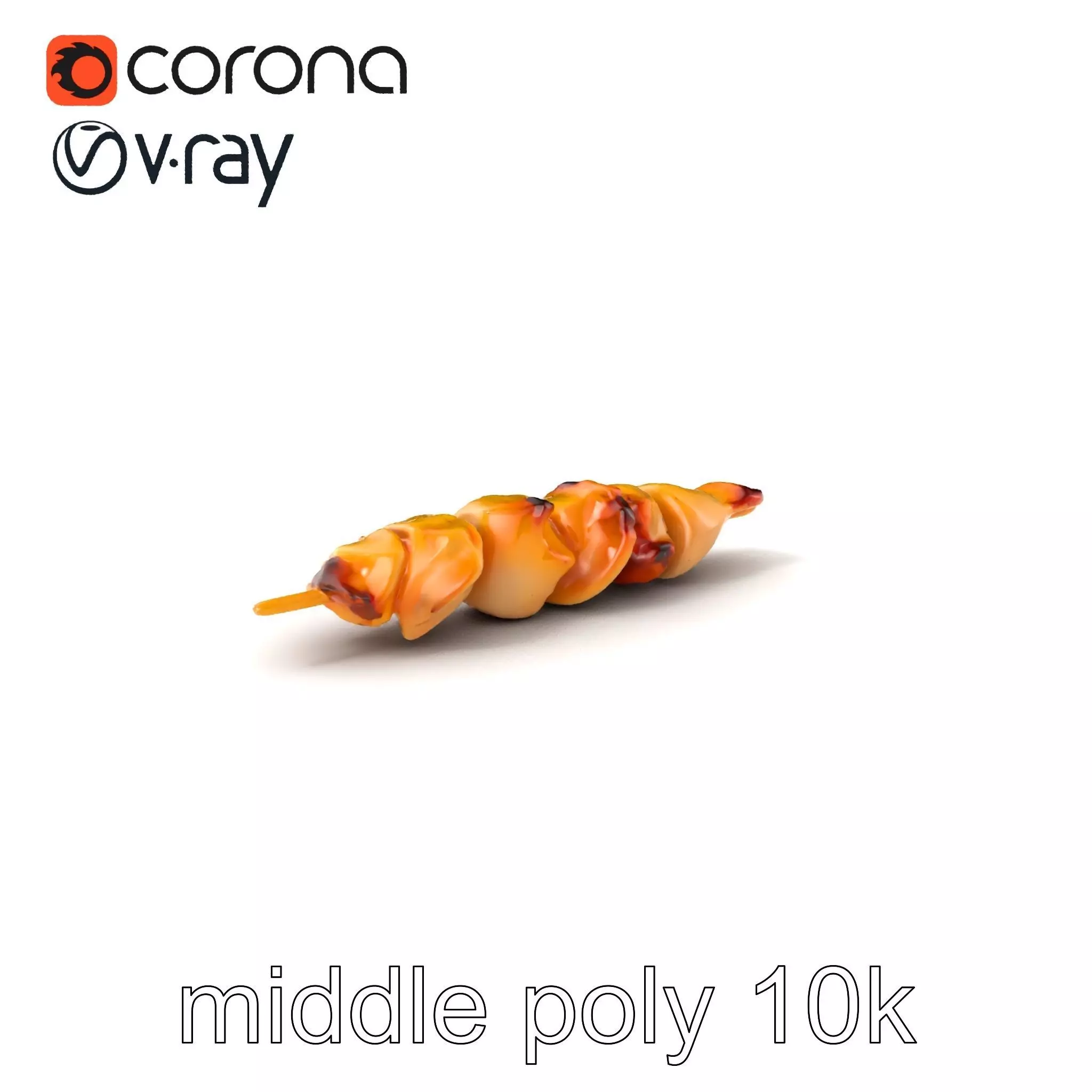 Grilled Chicken Skewer Lean Fillet Model Pack Low-poly 3D model_0