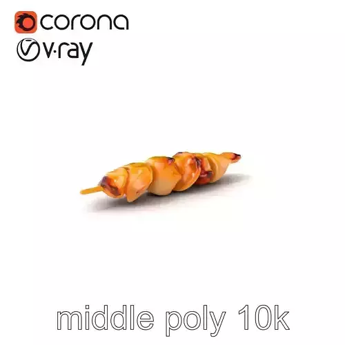 Grilled Chicken Skewer Lean Fillet Model Pack Low-poly 3D model