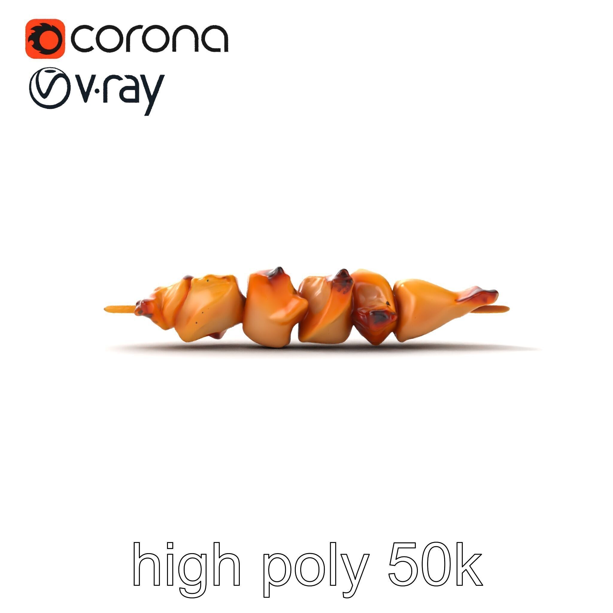 Grilled Chicken Skewer Lean Fillet Model Pack Low-poly 3D model_27