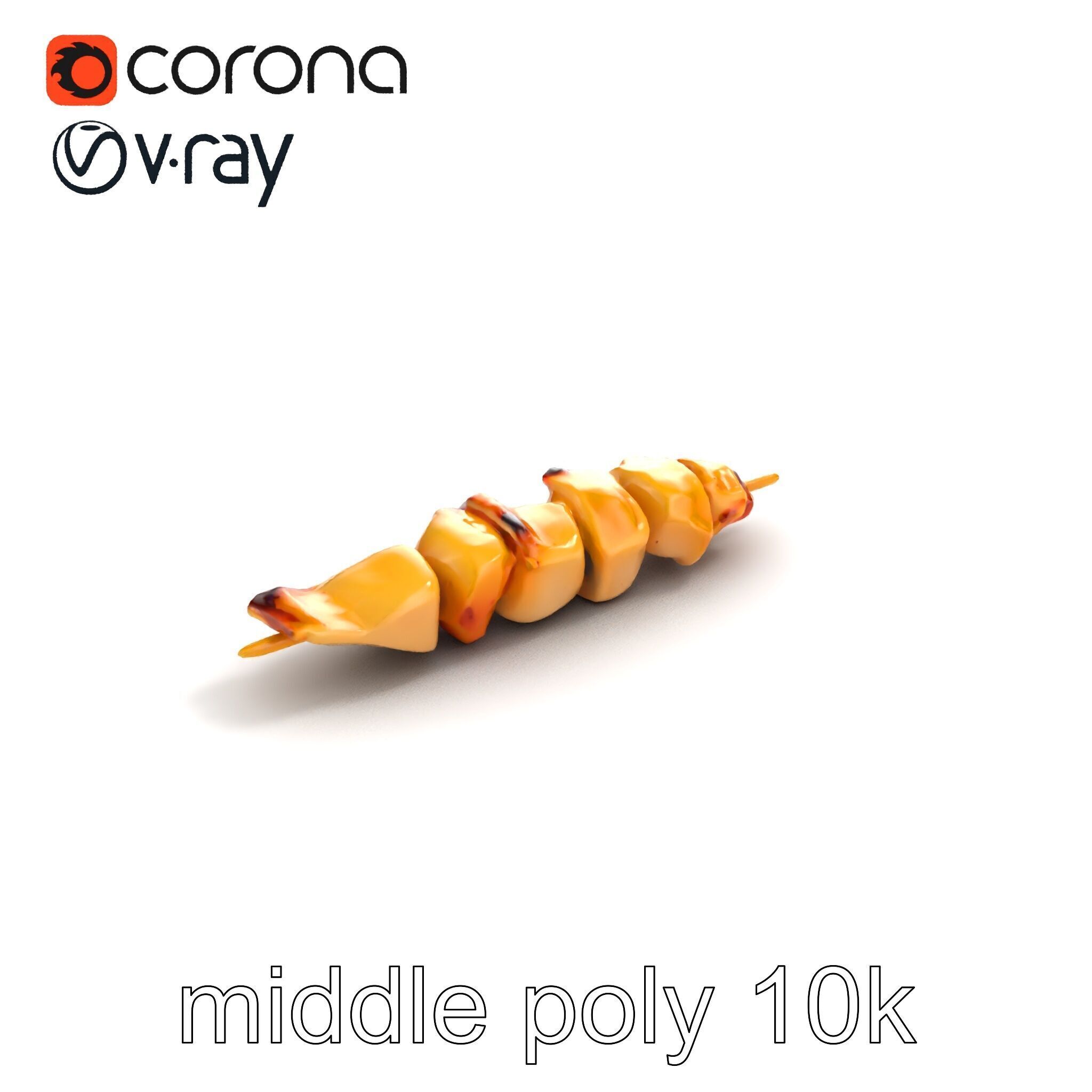 Grilled Chicken Skewer Lean Fillet Model Pack Low-poly 3D model_7