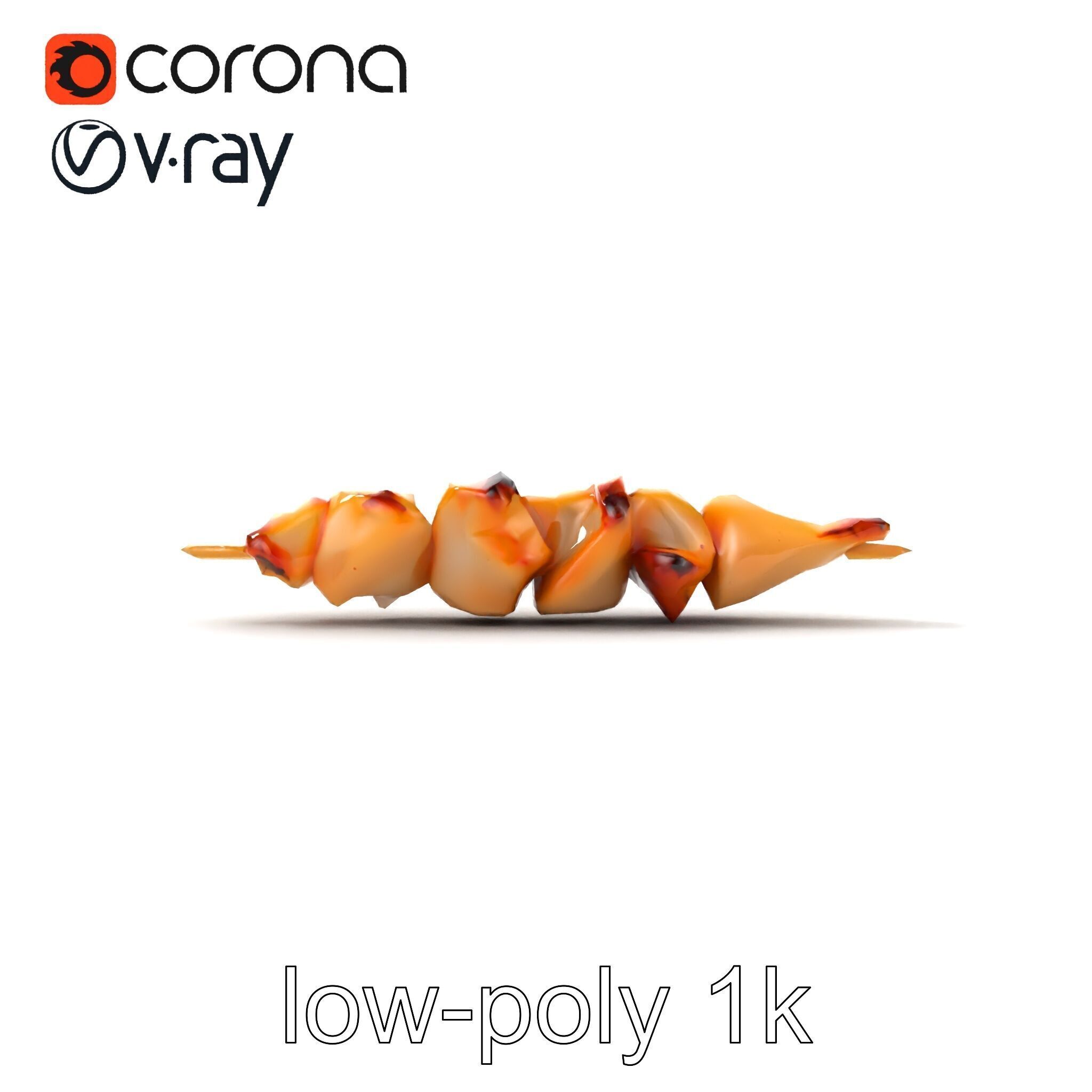 Grilled Chicken Skewer Lean Fillet Model Pack Low-poly 3D model_12