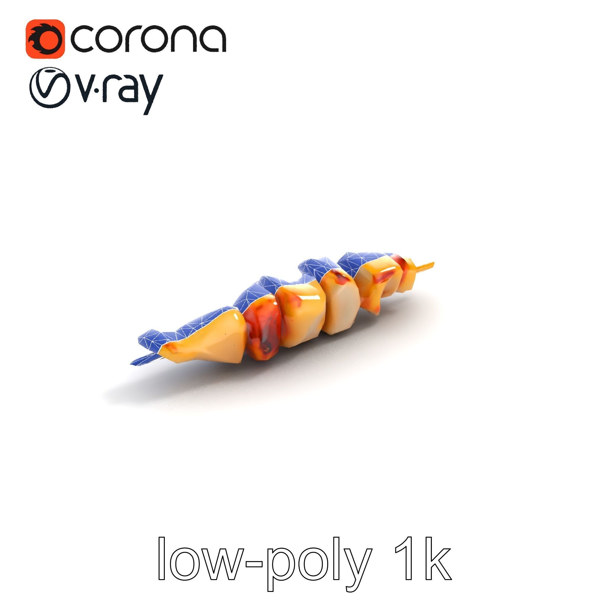 Grilled Chicken Skewer Lean Fillet Model Pack Low-poly 3D model_13