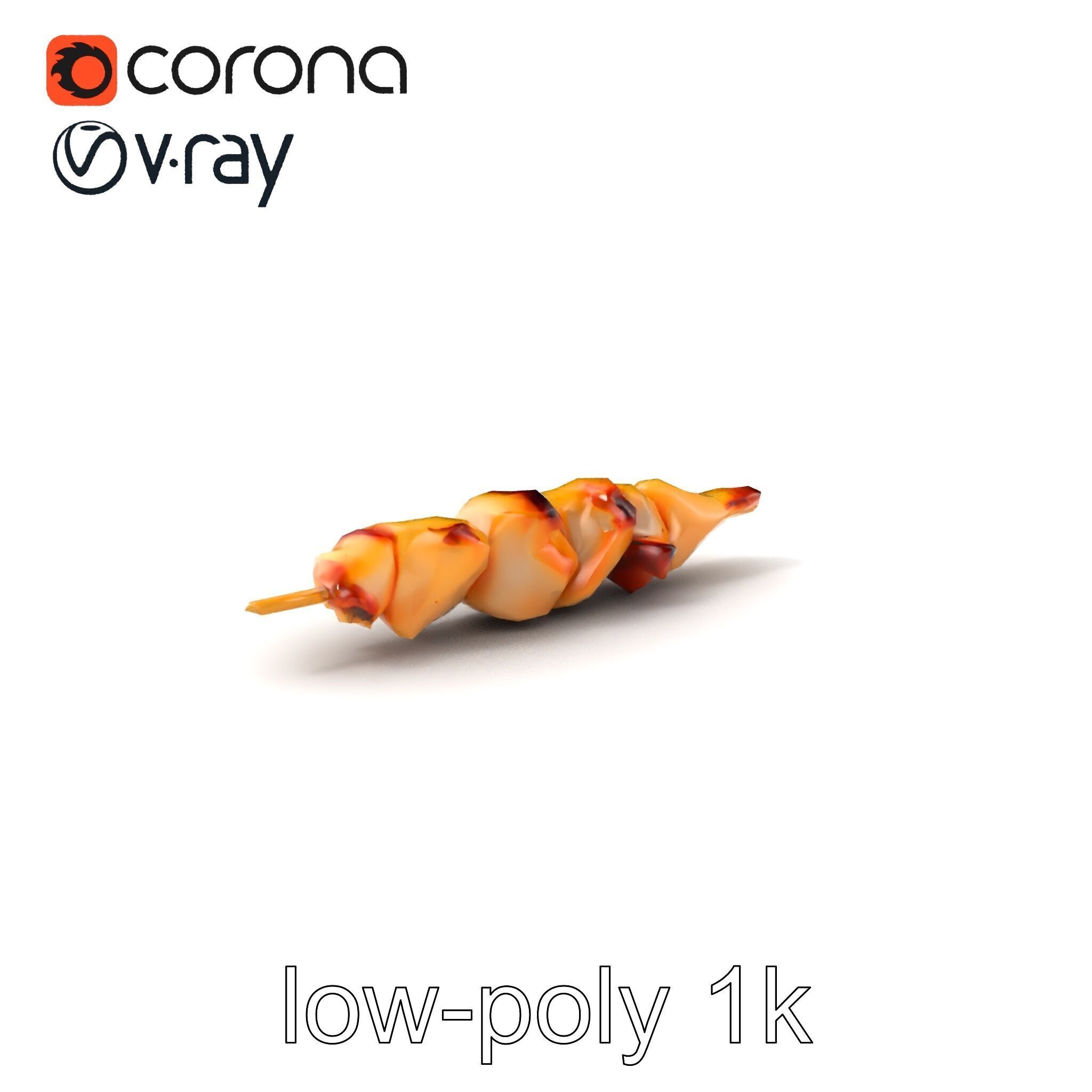 Grilled Chicken Skewer Lean Fillet Model Pack Low-poly 3D model_4