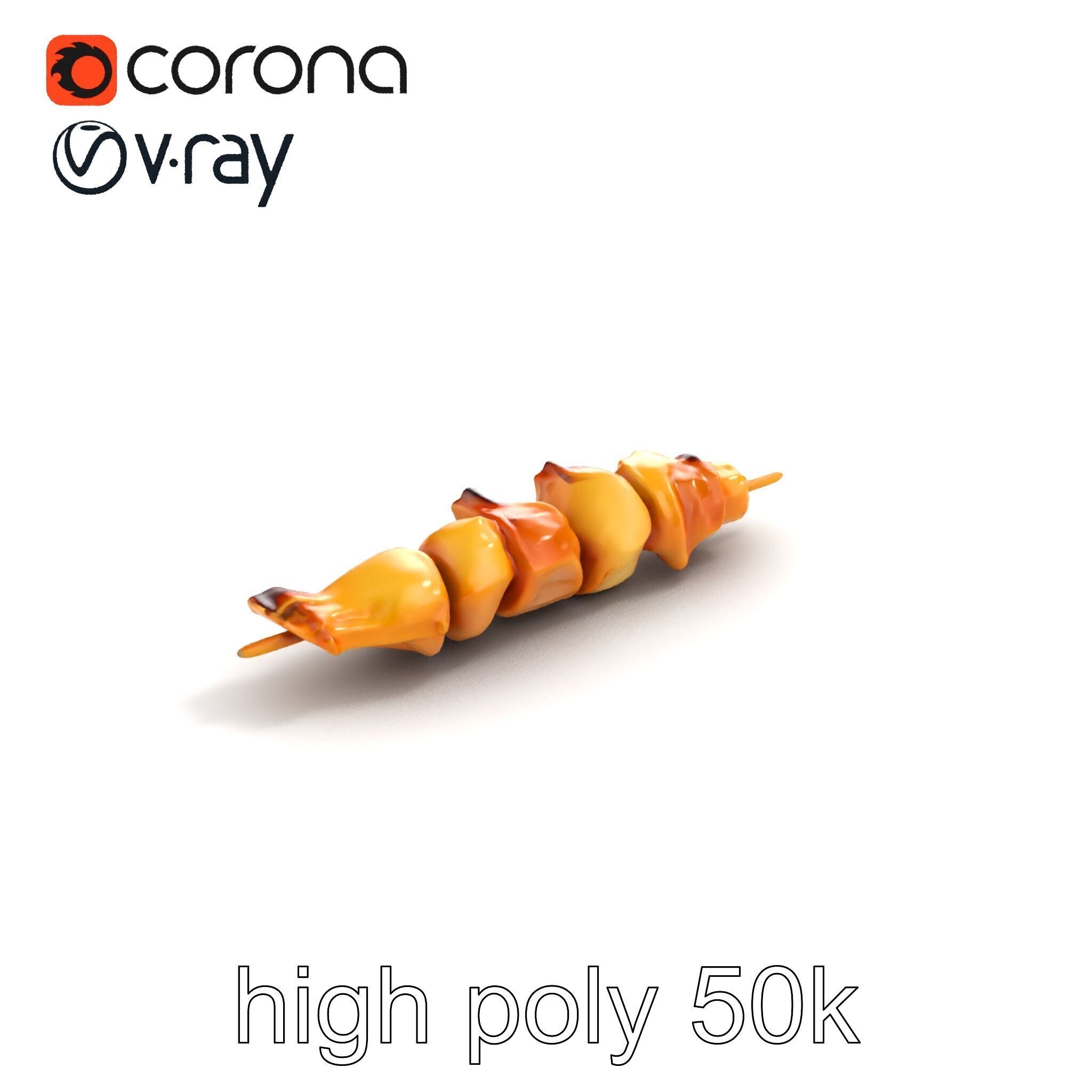 Grilled Chicken Skewer Lean Fillet Model Pack Low-poly 3D model_9