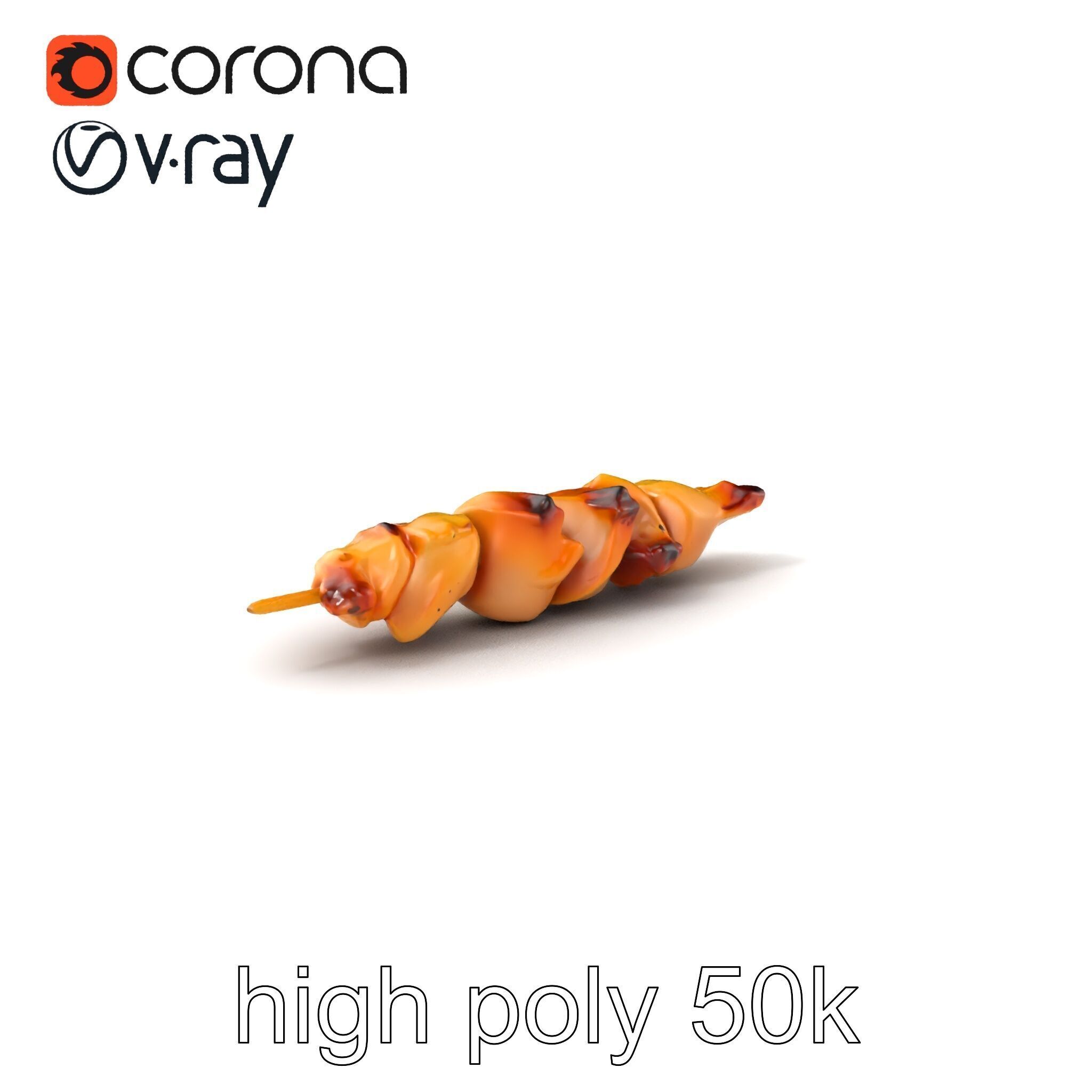 Grilled Chicken Skewer Lean Fillet Model Pack Low-poly 3D model_2