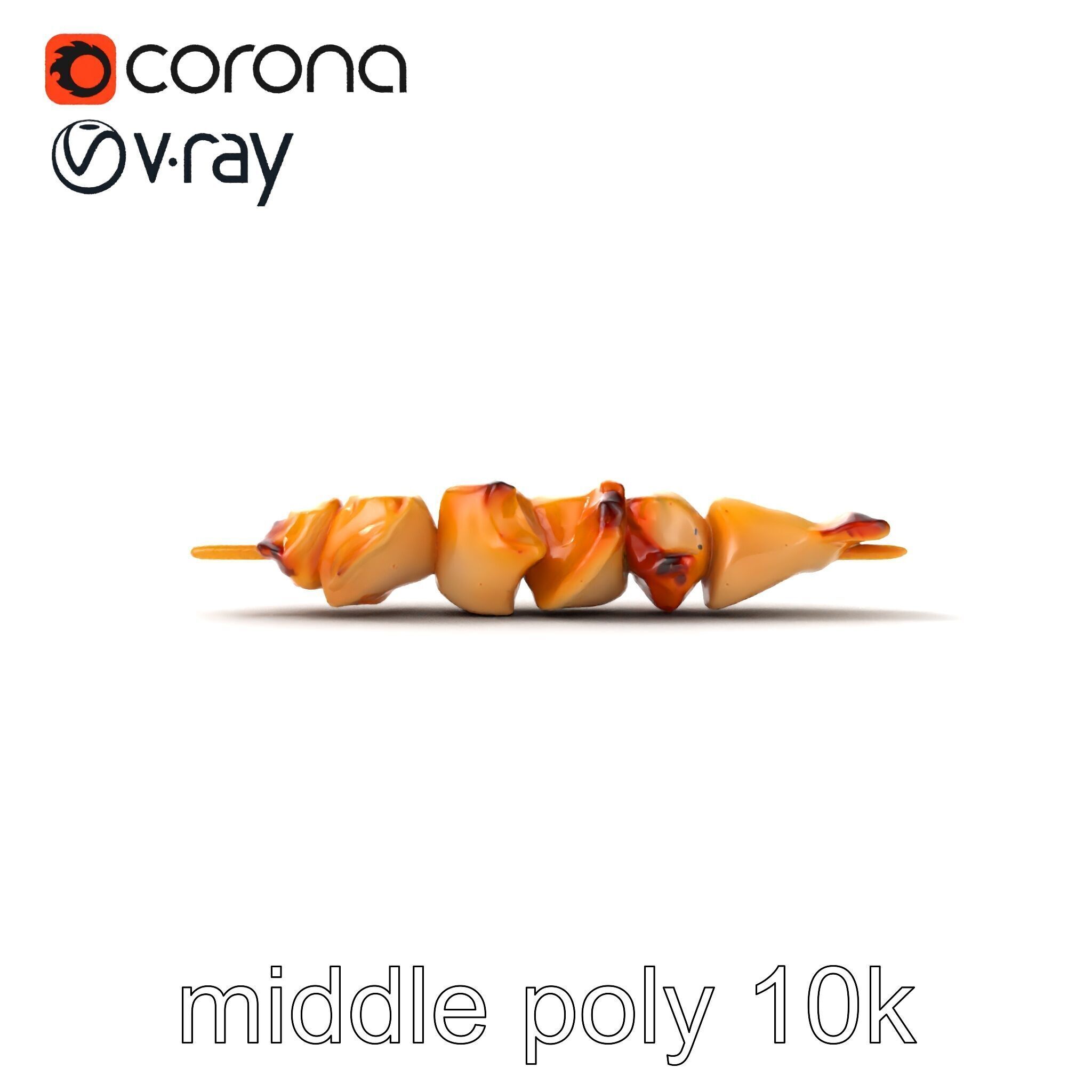 Grilled Chicken Skewer Lean Fillet Model Pack Low-poly 3D model_11