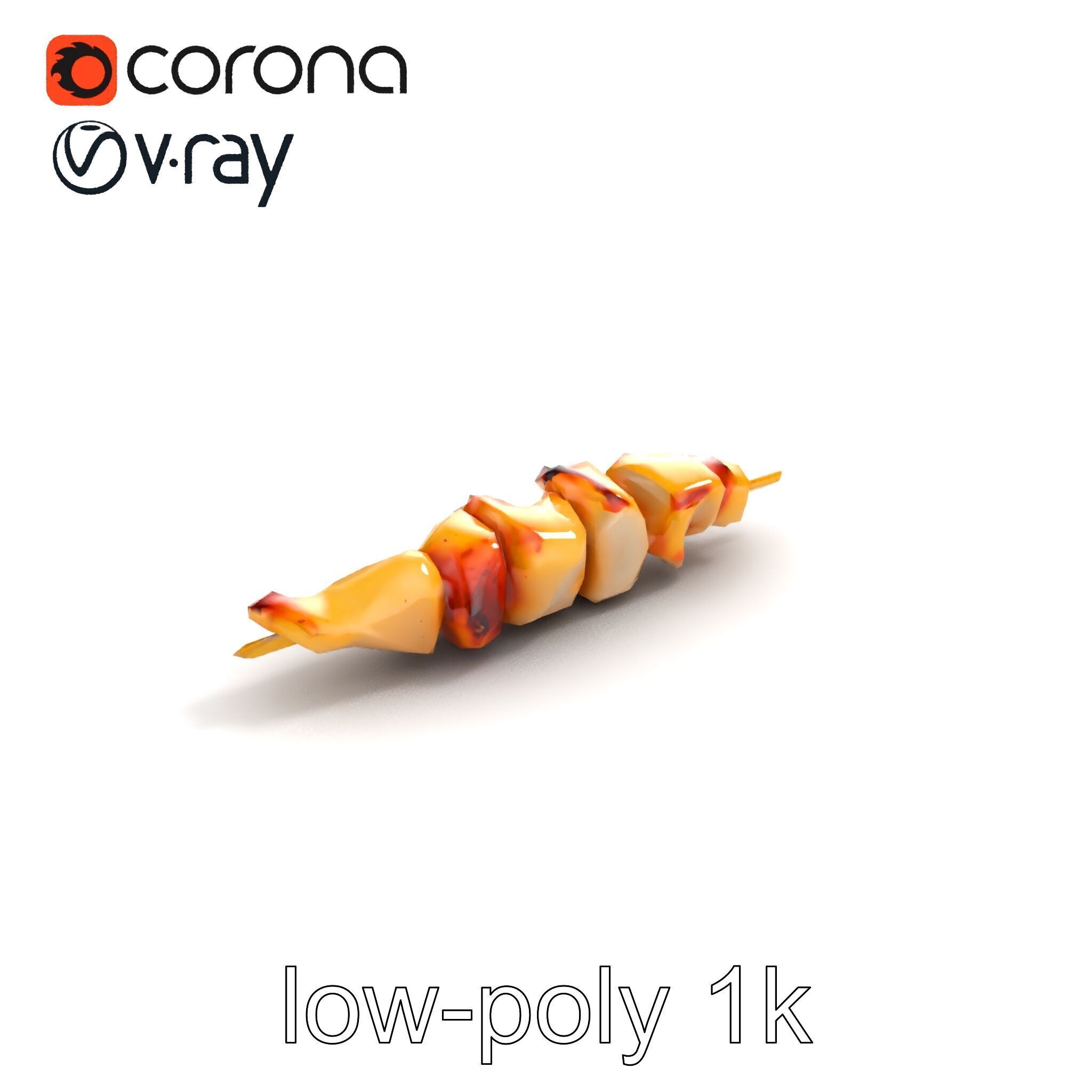 Grilled Chicken Skewer Lean Fillet Model Pack Low-poly 3D model_8