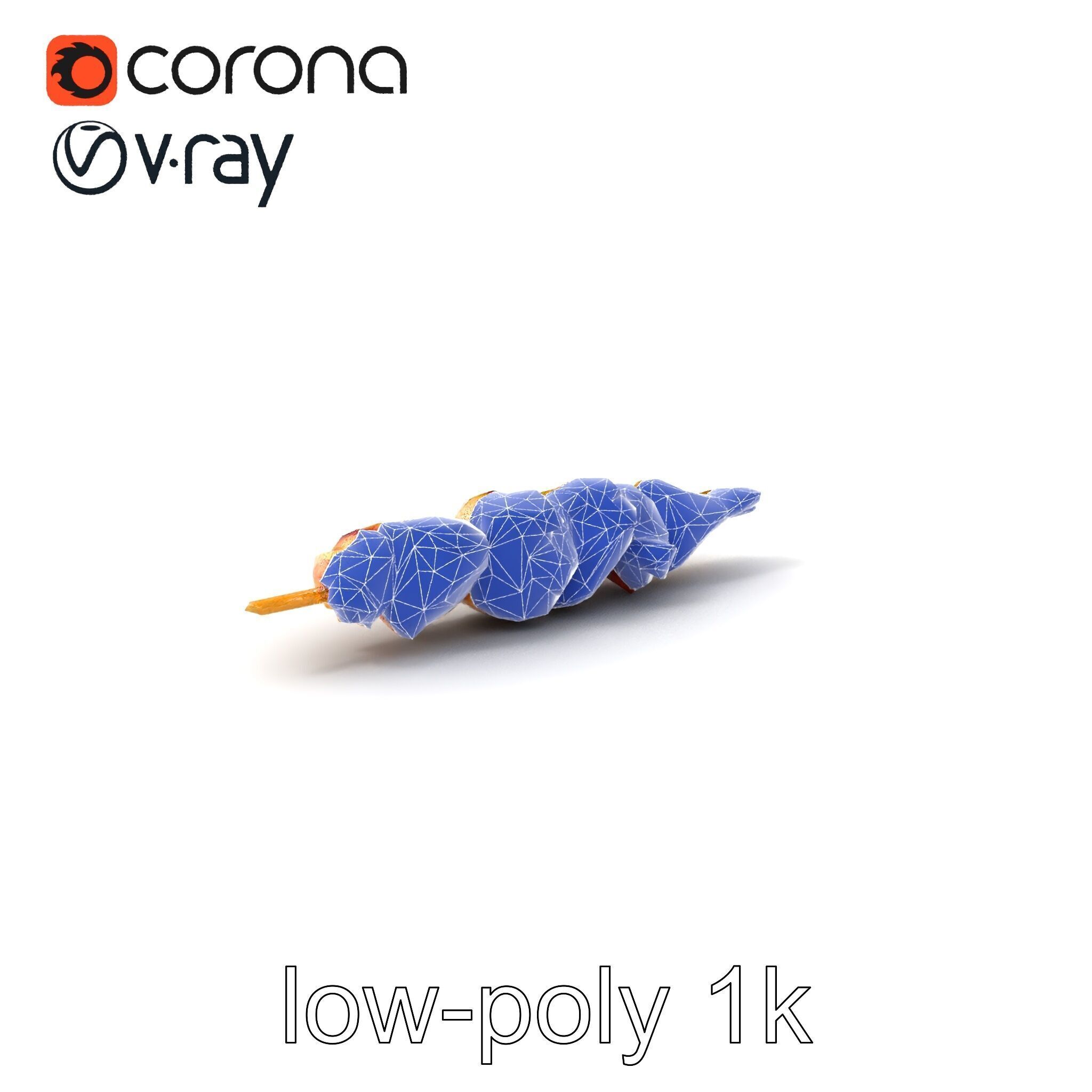 Grilled Chicken Skewer Lean Fillet Model Pack Low-poly 3D model_6