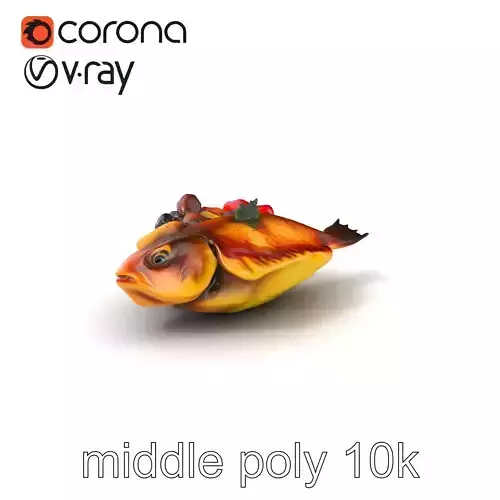 Baked Halibut with Vegetables 3D model pack