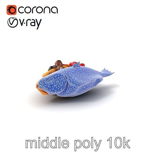 Baked Halibut with Vegetables 3D model pack Low-poly 3D model 6