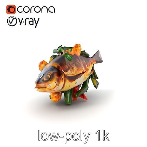 Roasted Barramundi with Vegetables Model Pack Low-poly 3D model 5