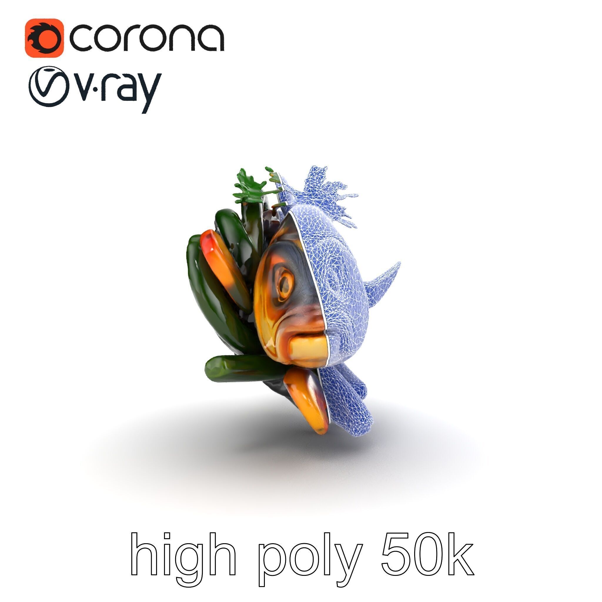 Roasted Barramundi with Vegetables Model Pack Low-poly 3D model_27