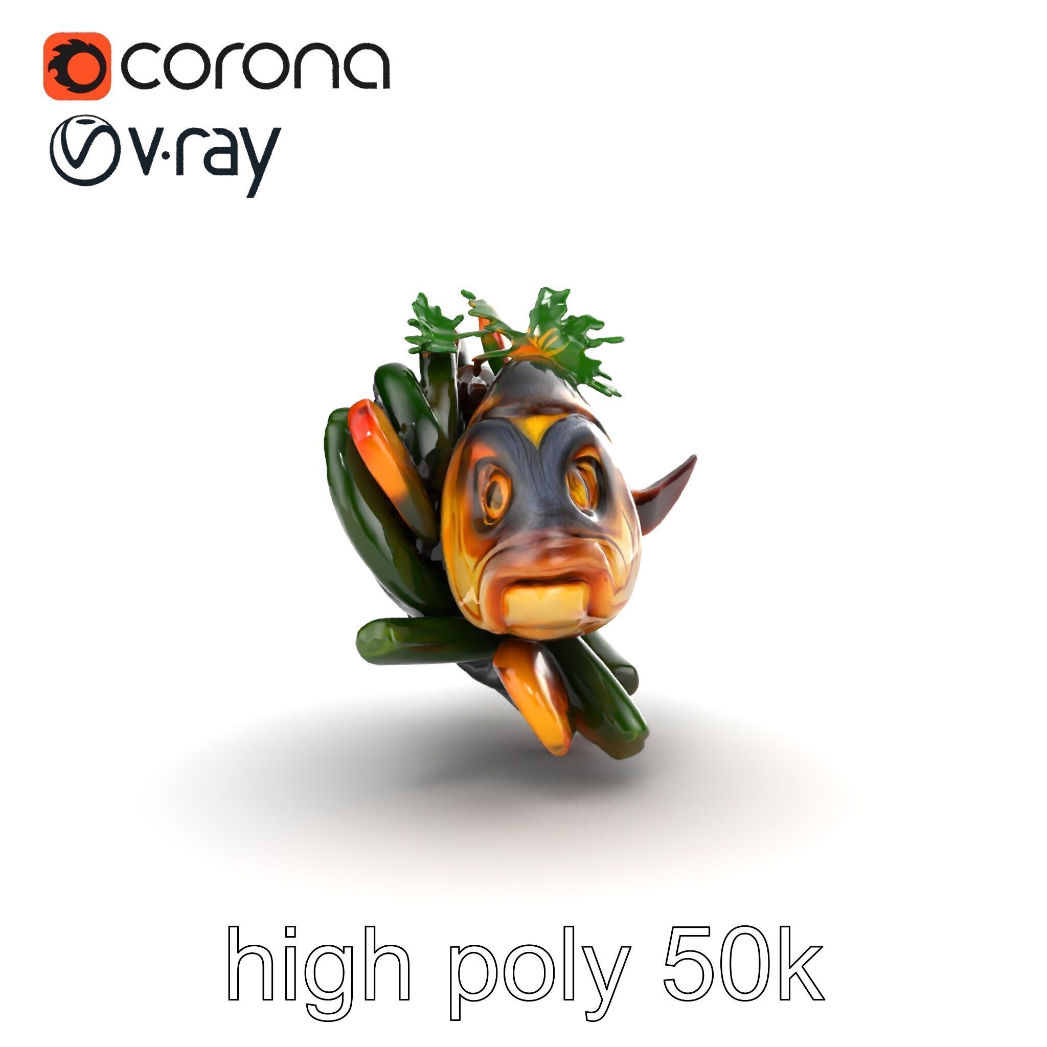 Roasted Barramundi with Vegetables Model Pack Low-poly 3D model_28