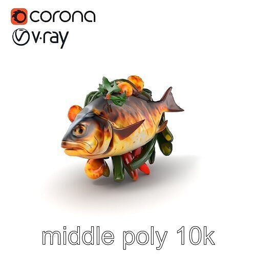 Roasted Barramundi with Vegetables Model Pack Low-poly 3D model