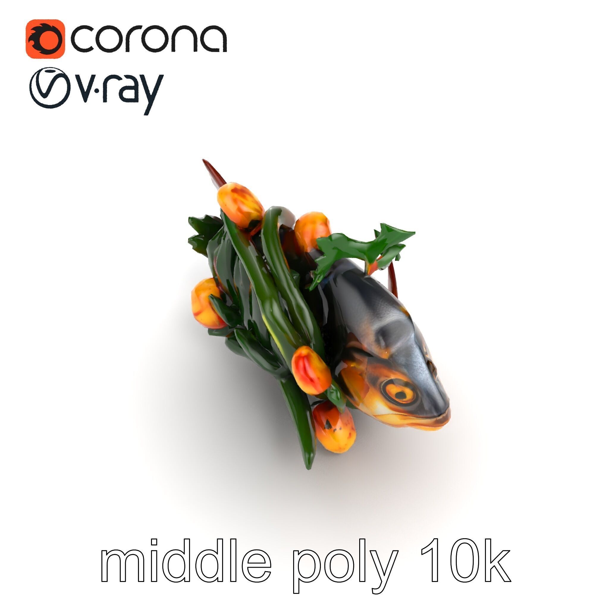 Roasted Barramundi with Vegetables Model Pack Low-poly 3D model_11