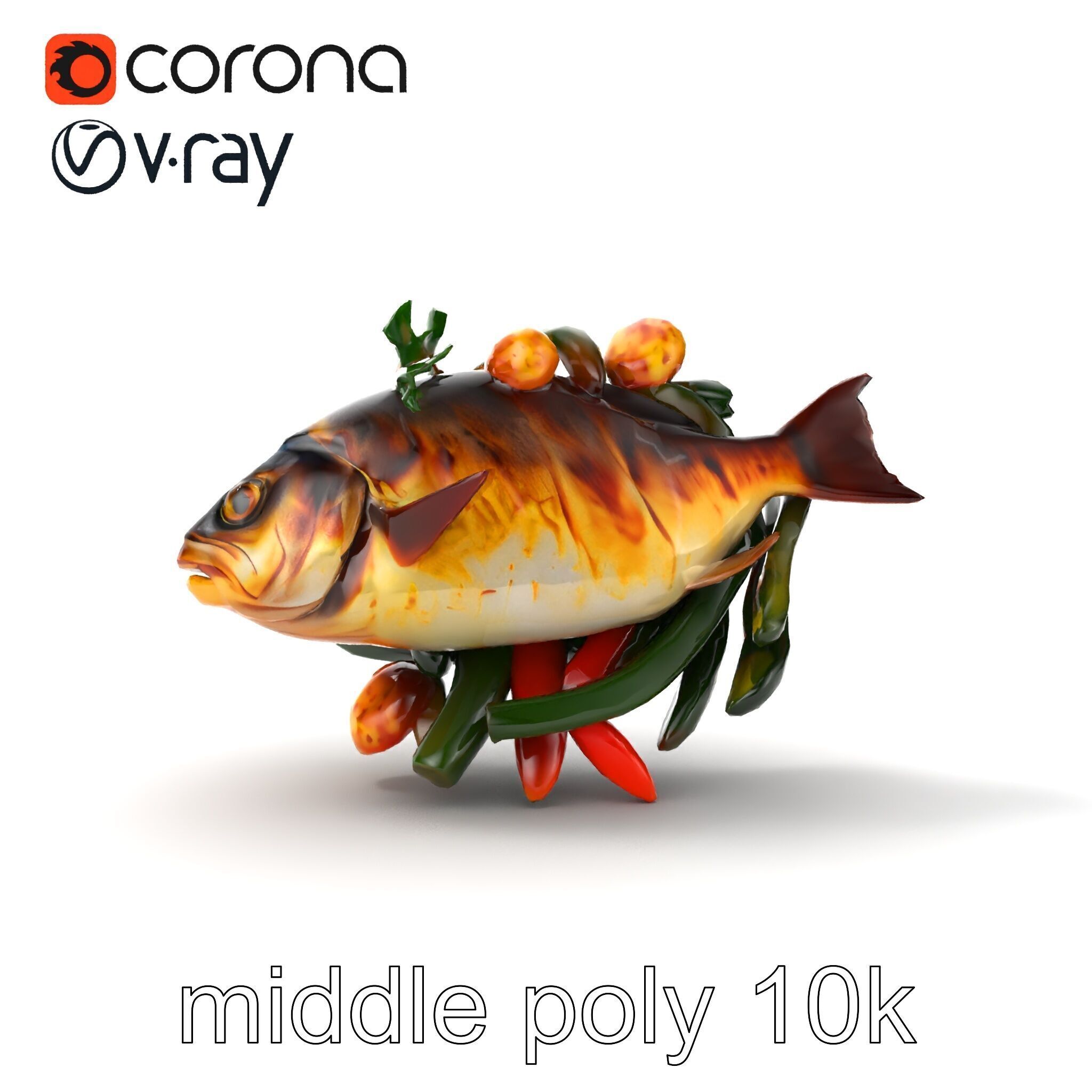 Roasted Barramundi with Vegetables Model Pack Low-poly 3D model_23