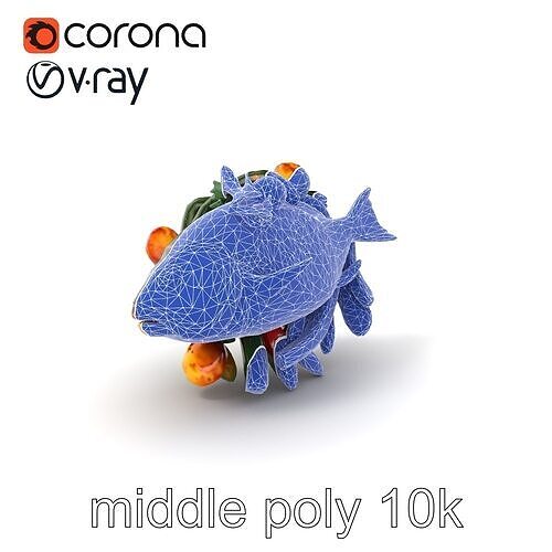 Roasted Barramundi with Vegetables Model Pack Low-poly 3D model 6