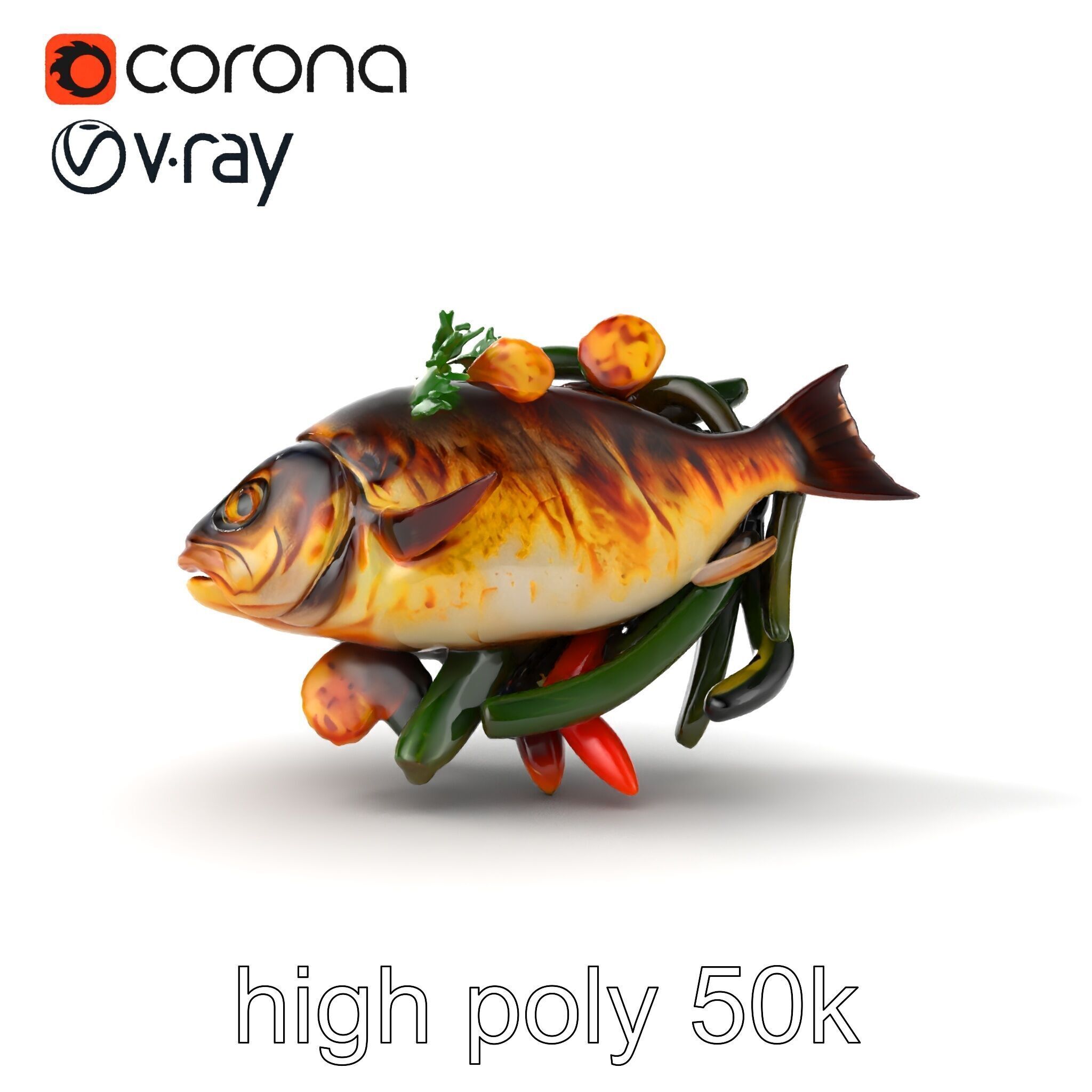 Roasted Barramundi with Vegetables Model Pack Low-poly 3D model_29