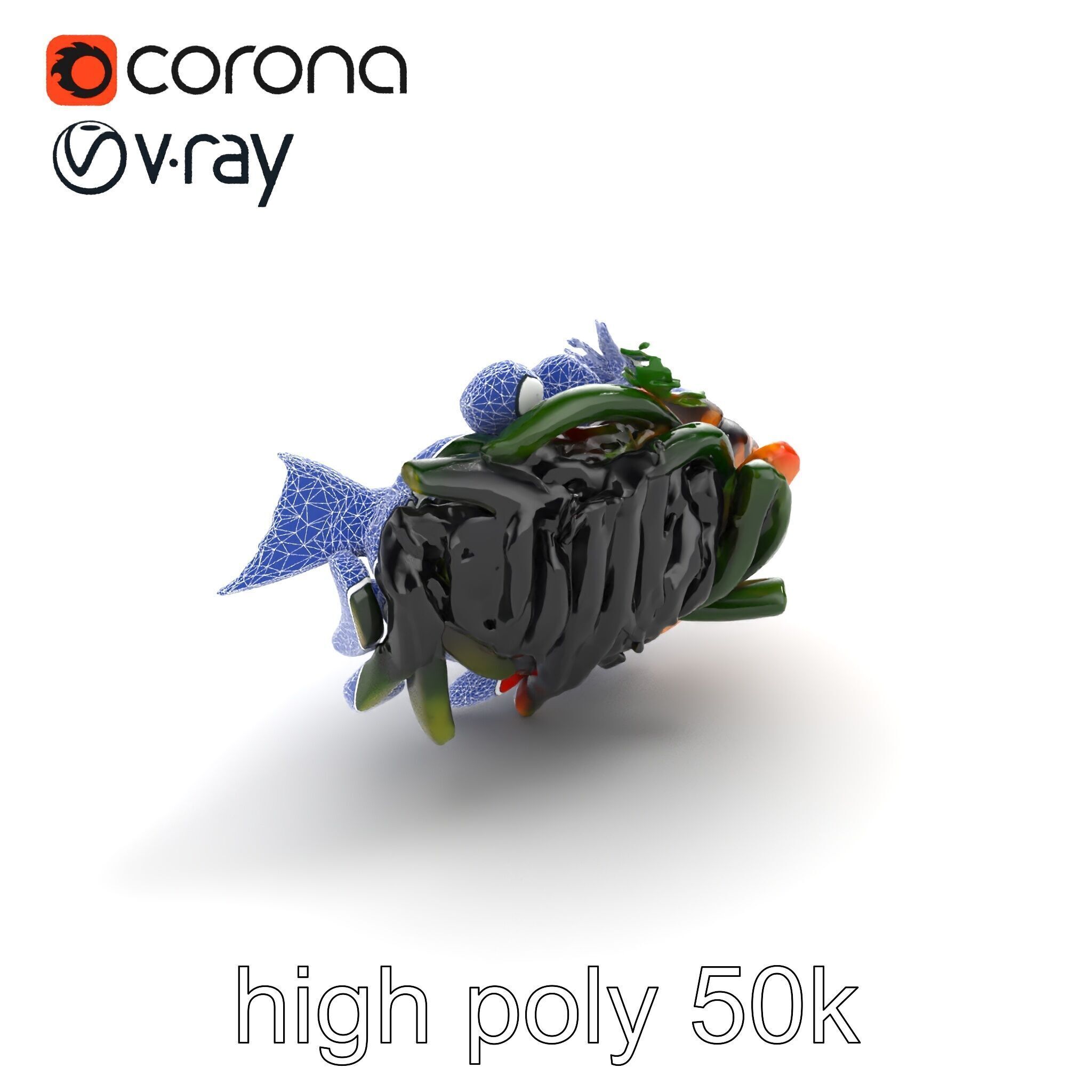 Roasted Barramundi with Vegetables Model Pack Low-poly 3D model_25