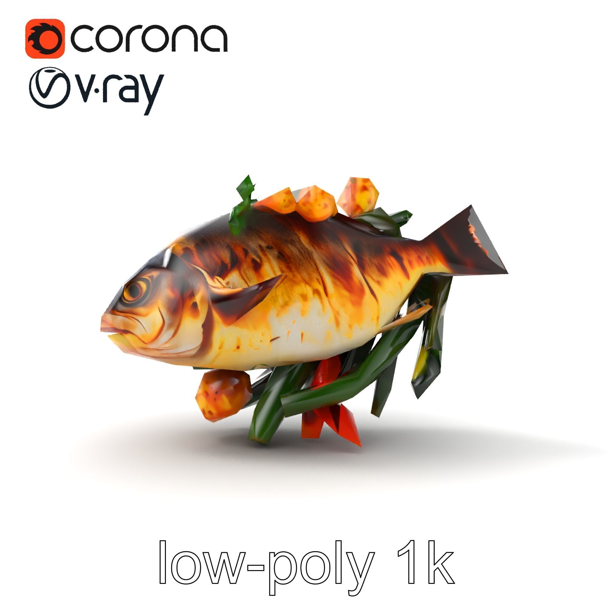 Roasted Barramundi with Vegetables Model Pack Low-poly 3D model_30