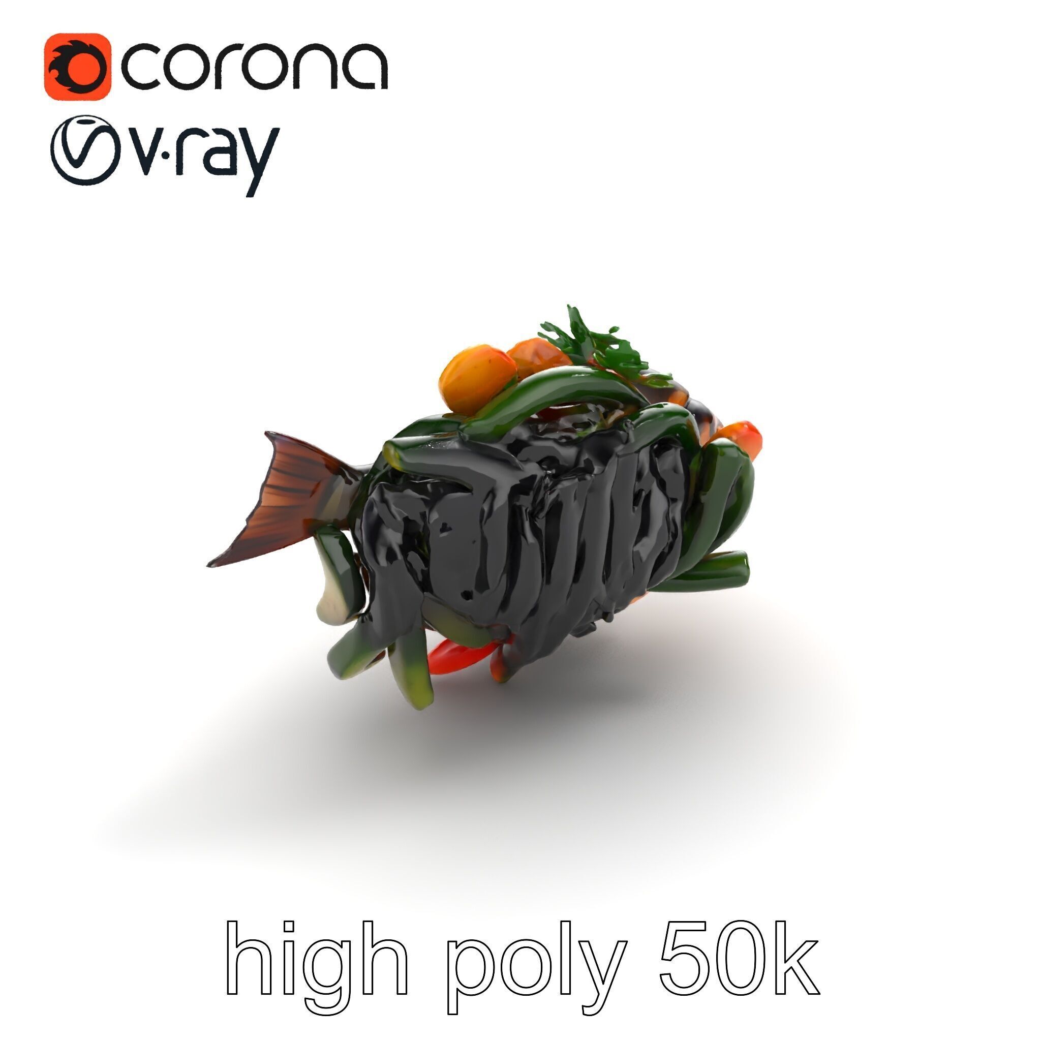 Roasted Barramundi with Vegetables Model Pack Low-poly 3D model_14