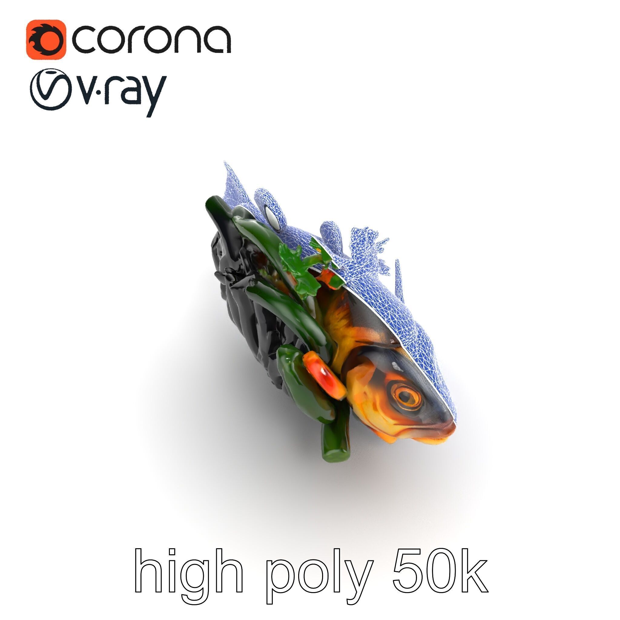 Roasted Barramundi with Vegetables Model Pack Low-poly 3D model_12