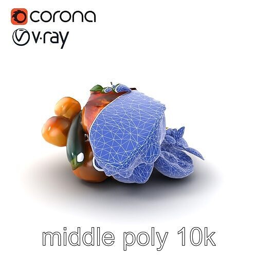 Golden-Crusted Tuna Steak and Vegetables Model Pack Low-poly 3D model 6