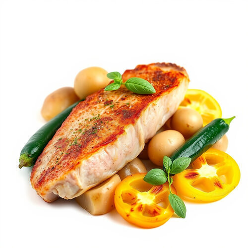 Golden-Crusted Tuna Steak and Vegetables Model Pack Low-poly 3D model 4